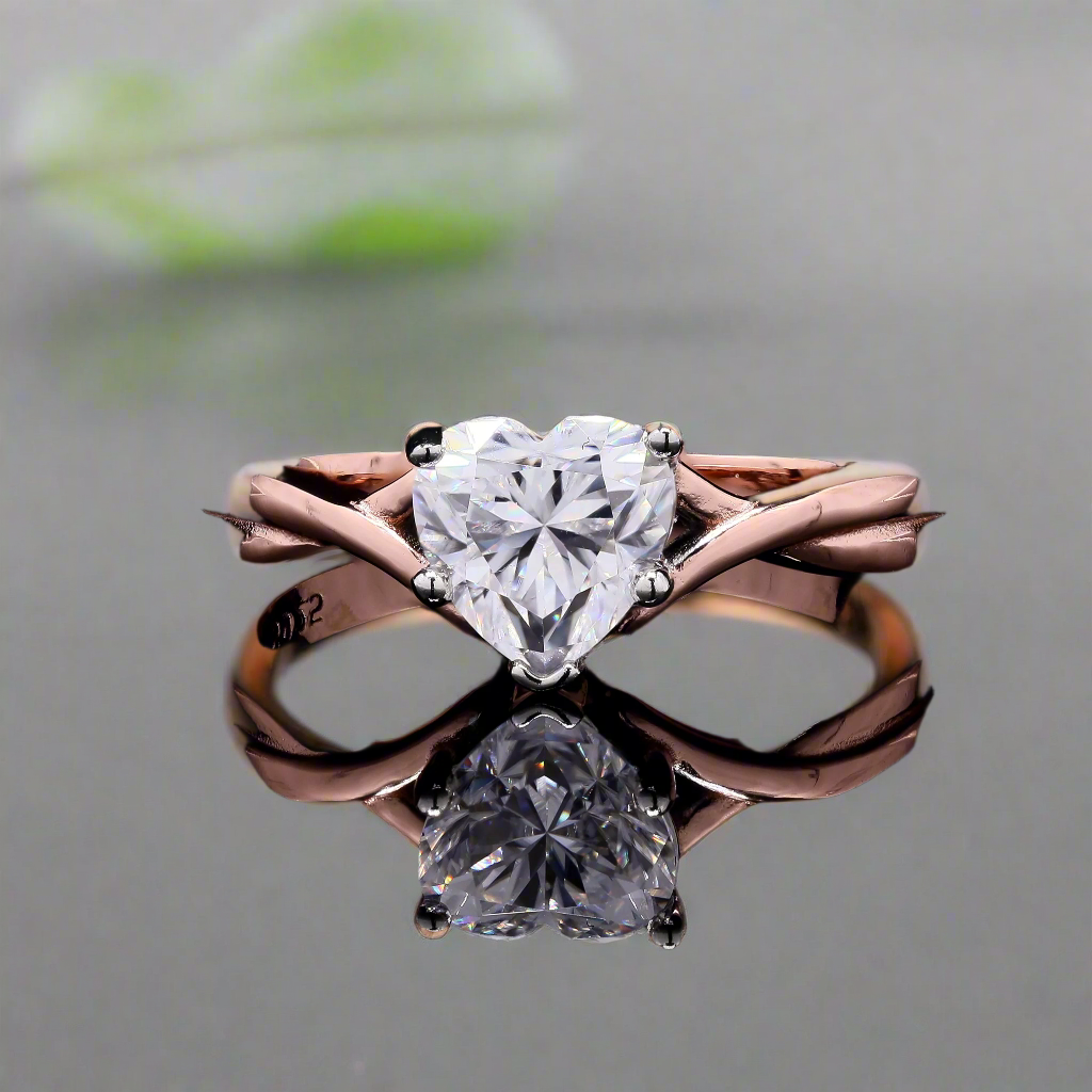 Heart Engagement Moissanite Ring with Moissanite and Sterling Silver