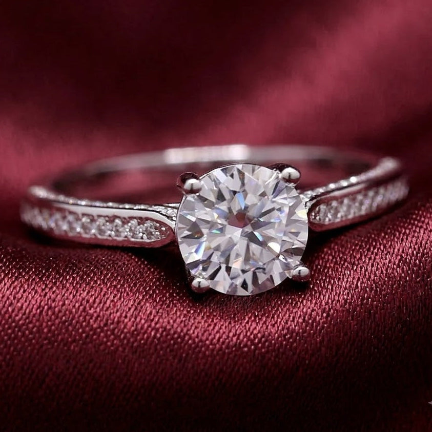 4 Prong Silver Moissanite Wedding Ring