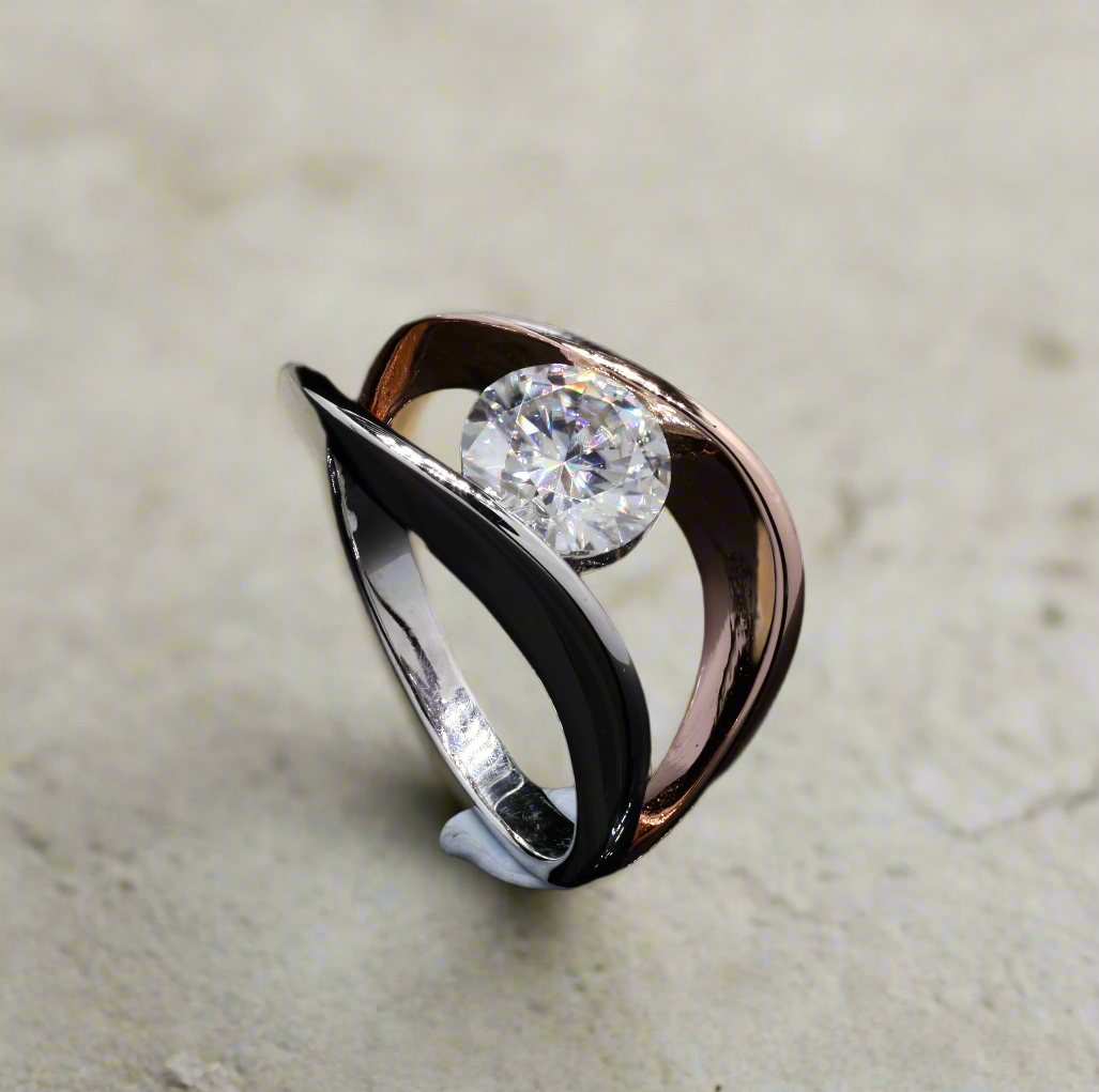 Moissanite Semi Mount Ring for him in Silver