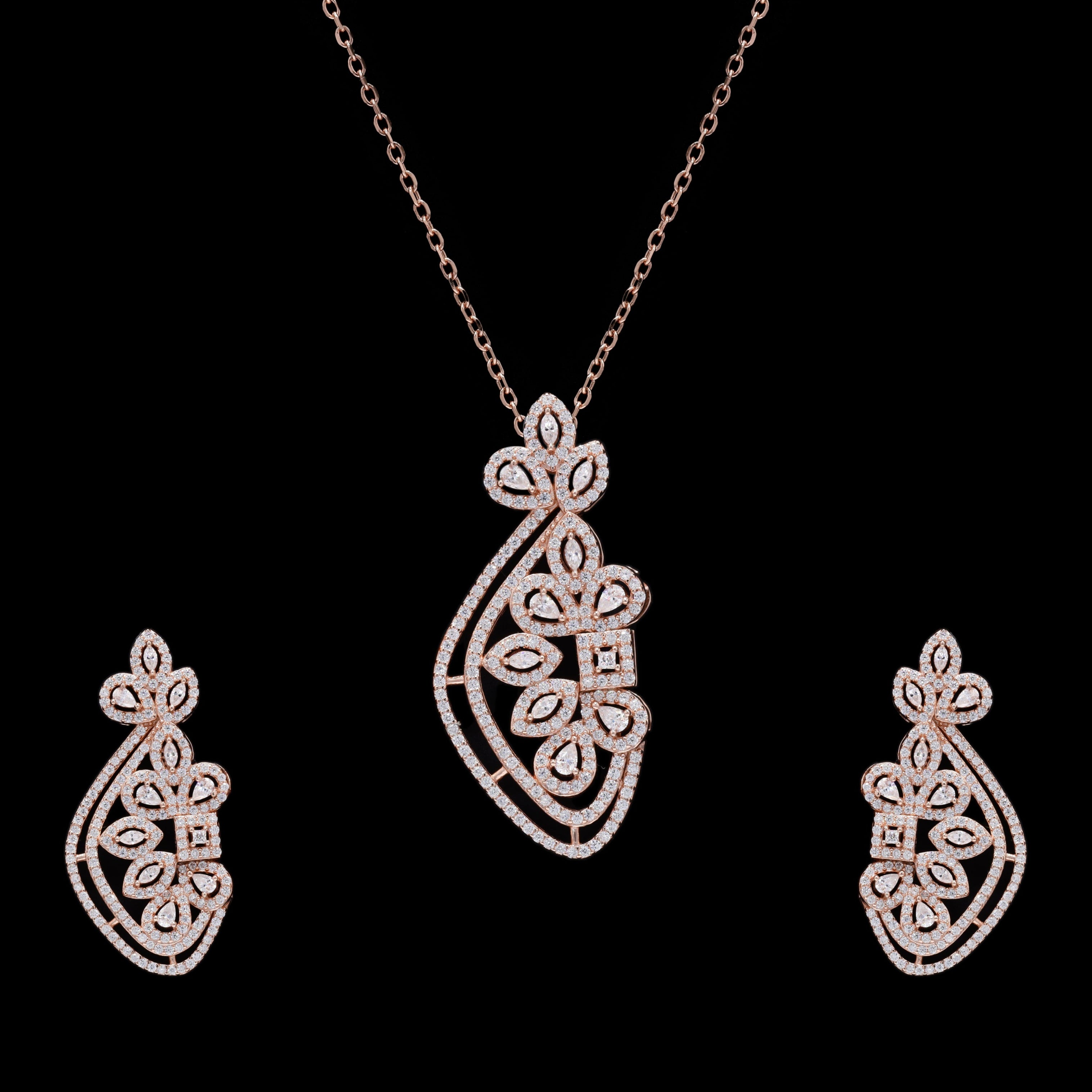 Petal Perfection Sterling Silver Moissanite Pendant Set