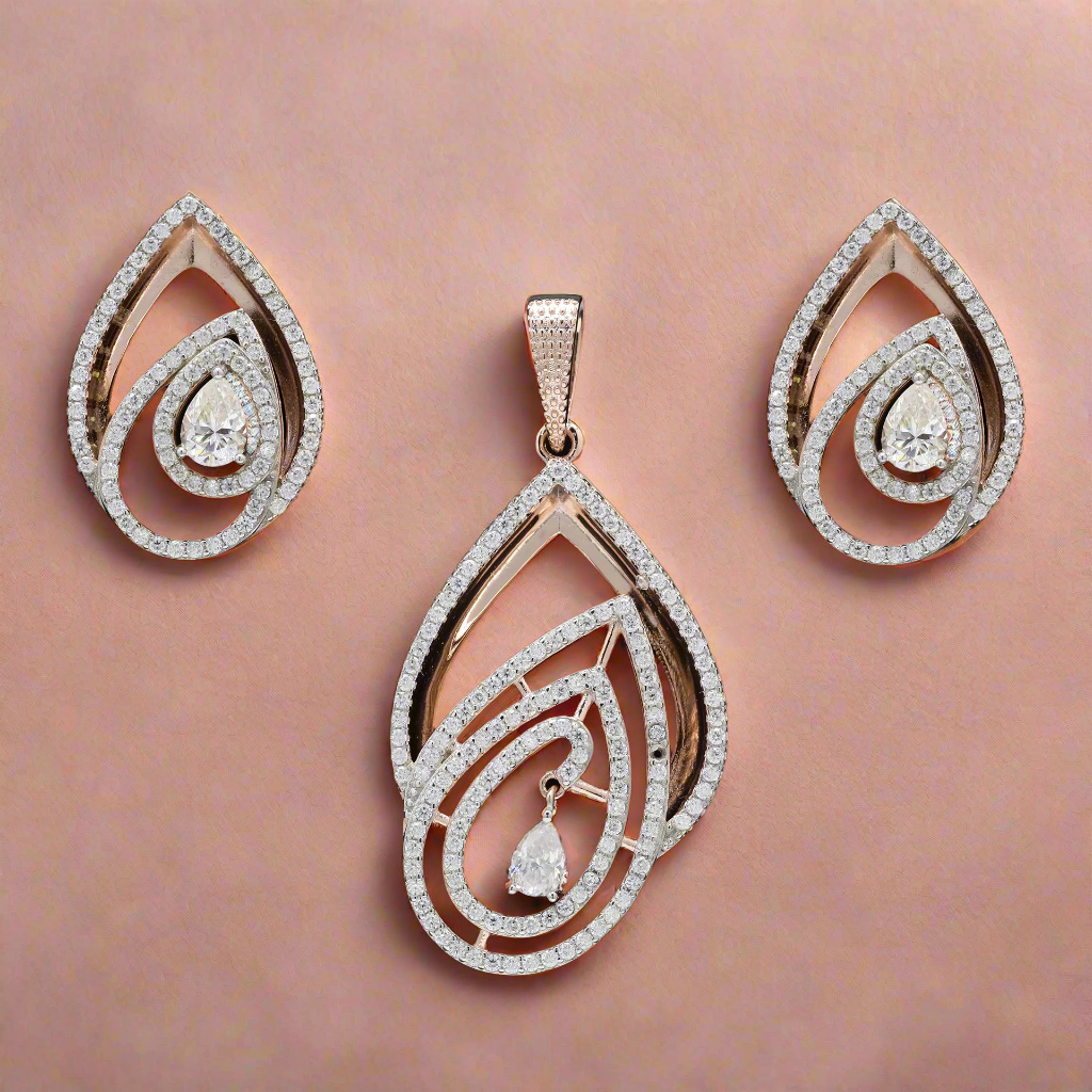 925 Silver Moissanite Solitaire Pendant Set for Brides & Festive Wear