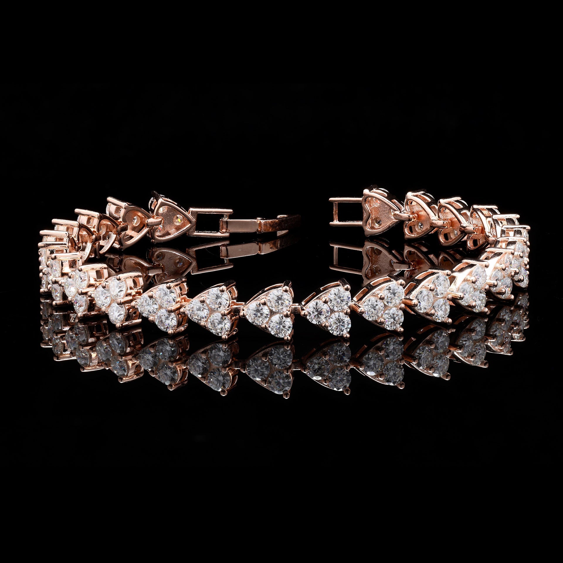 Heart Shape 925 Silver Moissanite Bracelet in 925 Silver