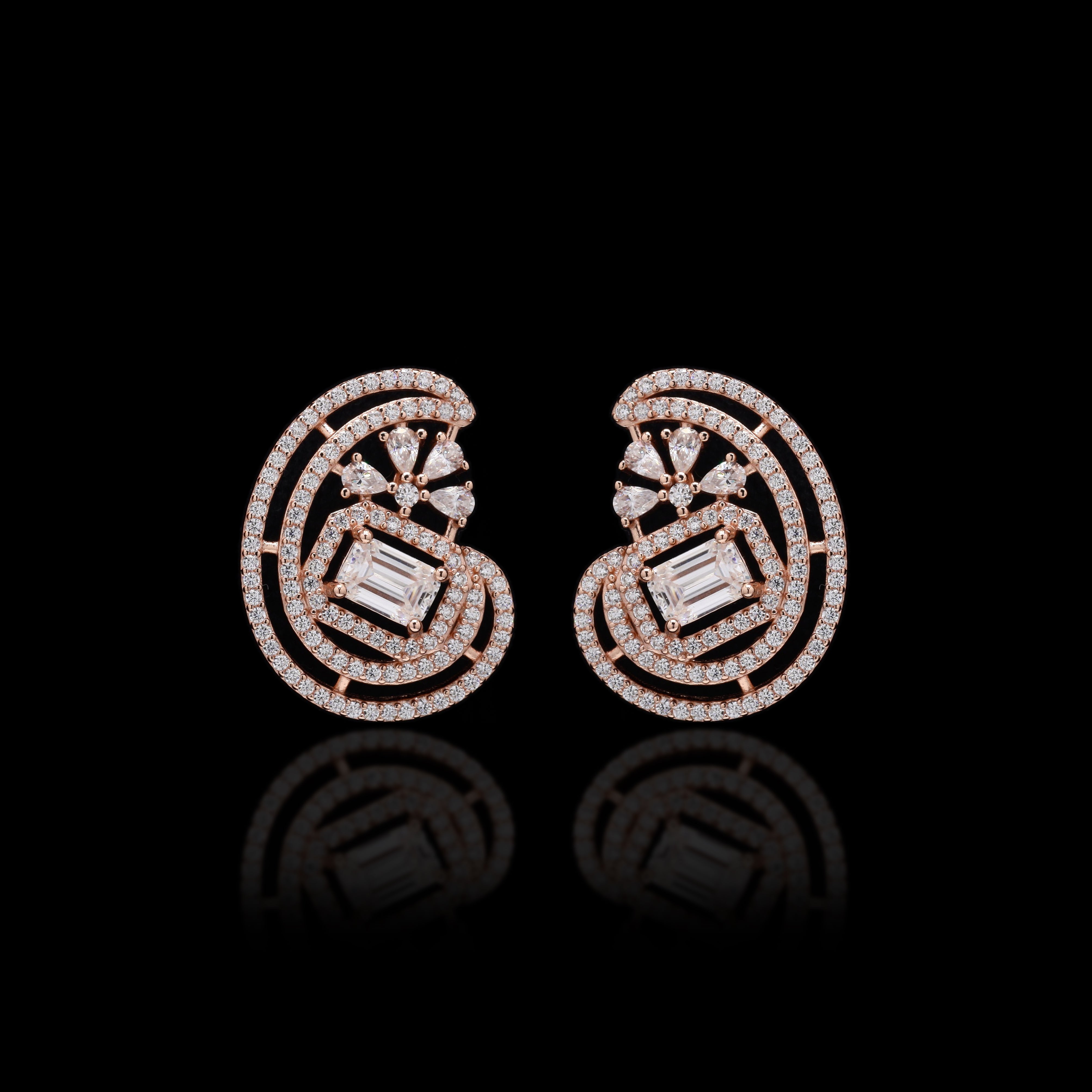 Rose Gold Sterling Silver Moissanite Earring