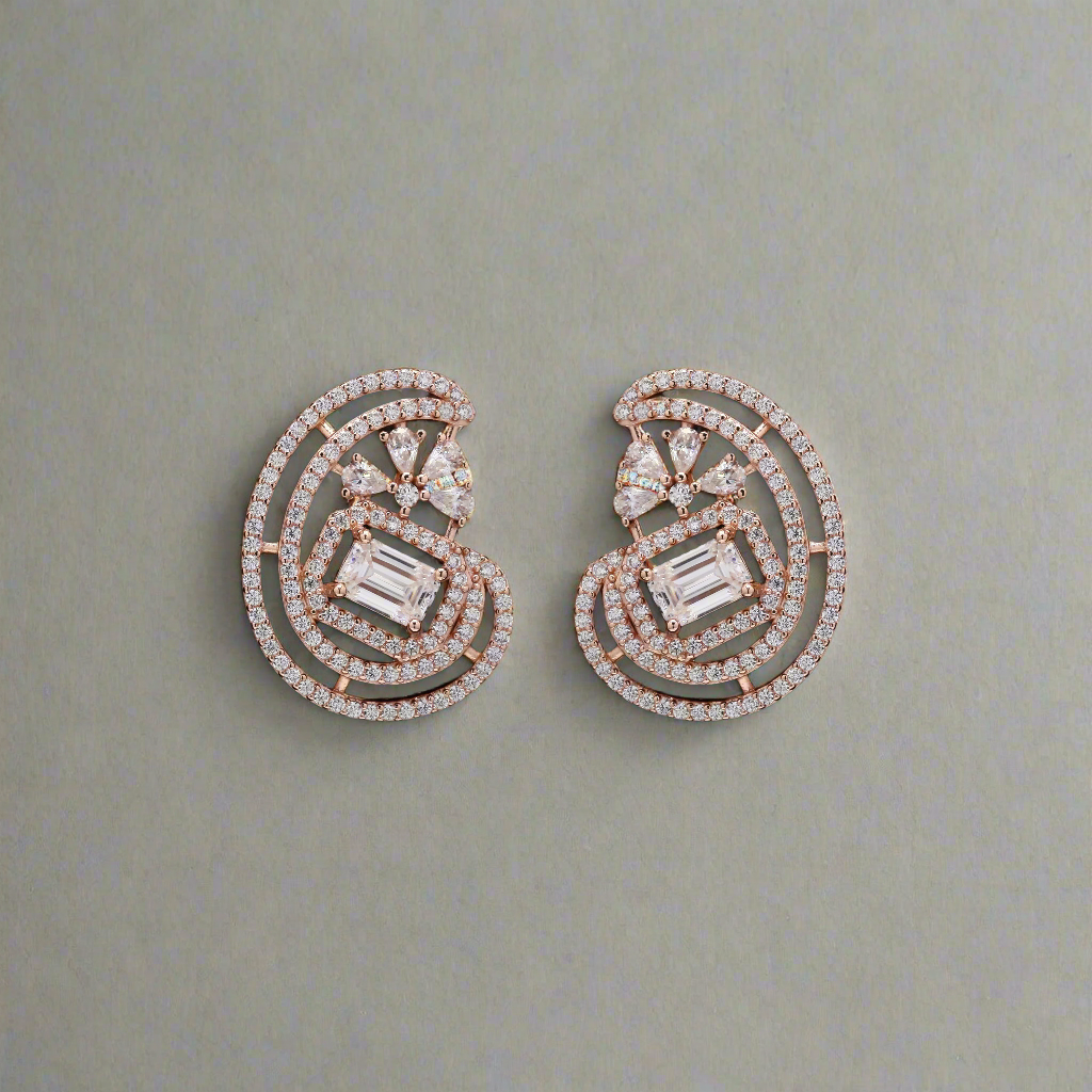 Rose Gold Sterling Silver Moissanite Earring