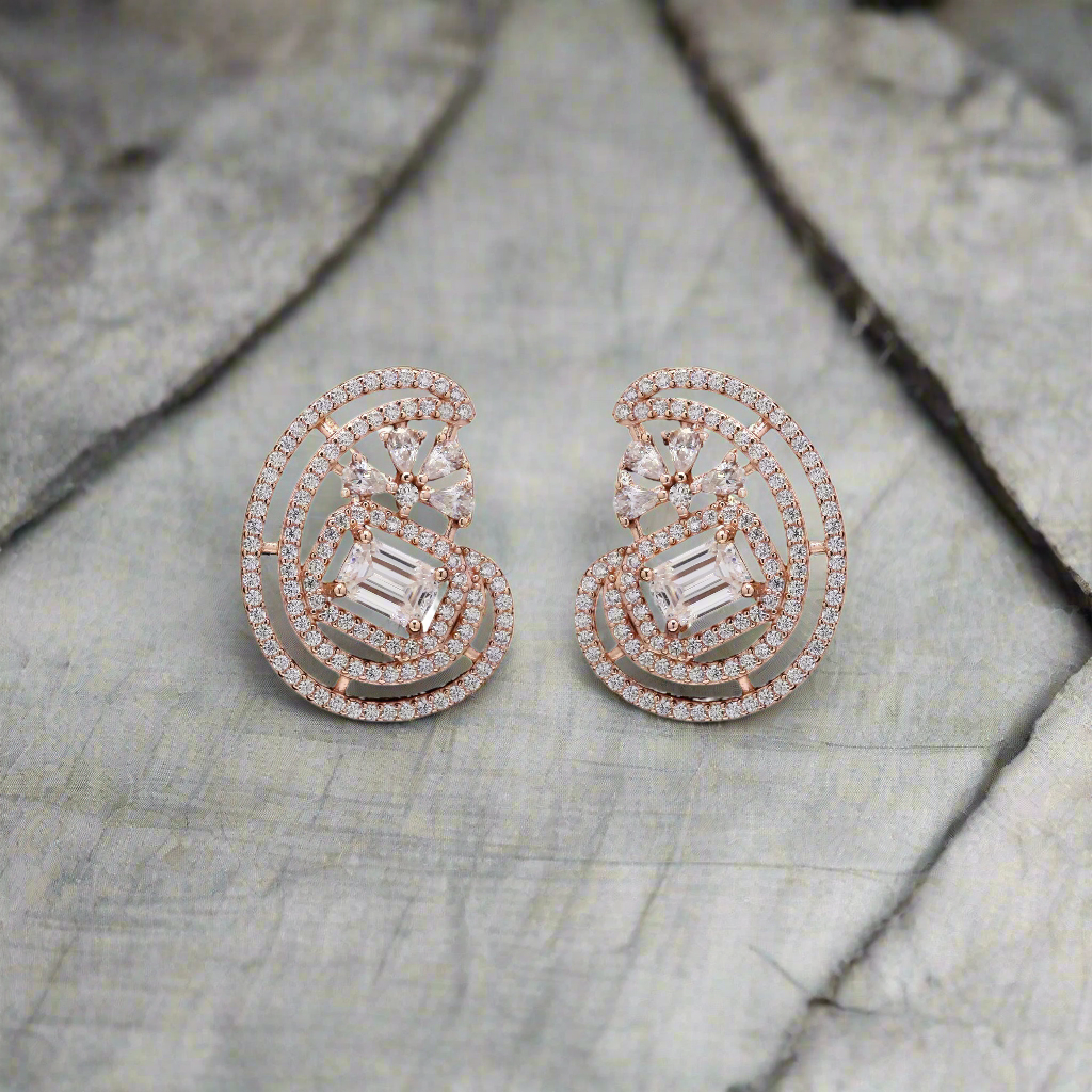 Rose Gold Sterling Silver Moissanite Earring