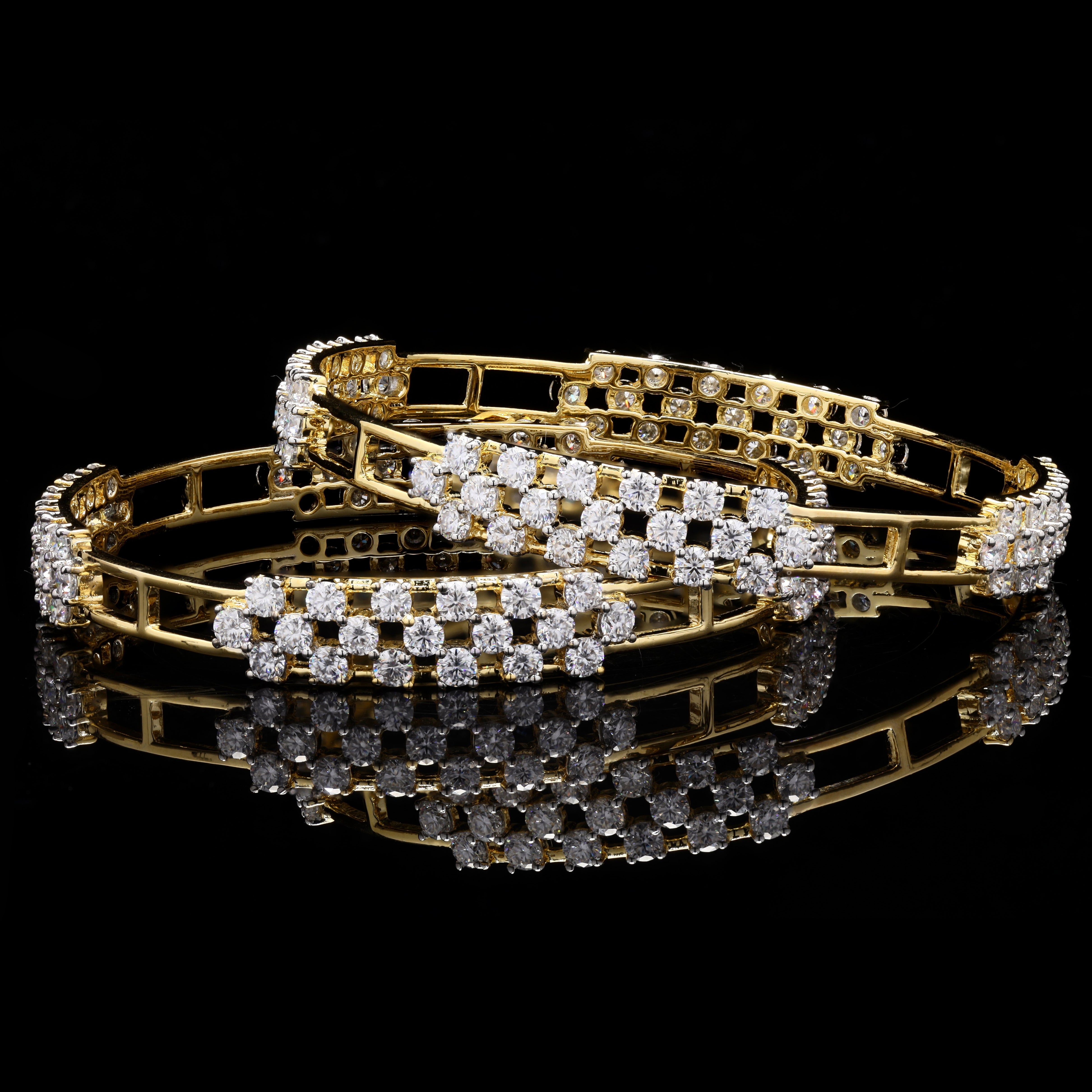 Regal Spark Moissanite Bangles in Sterling Silver