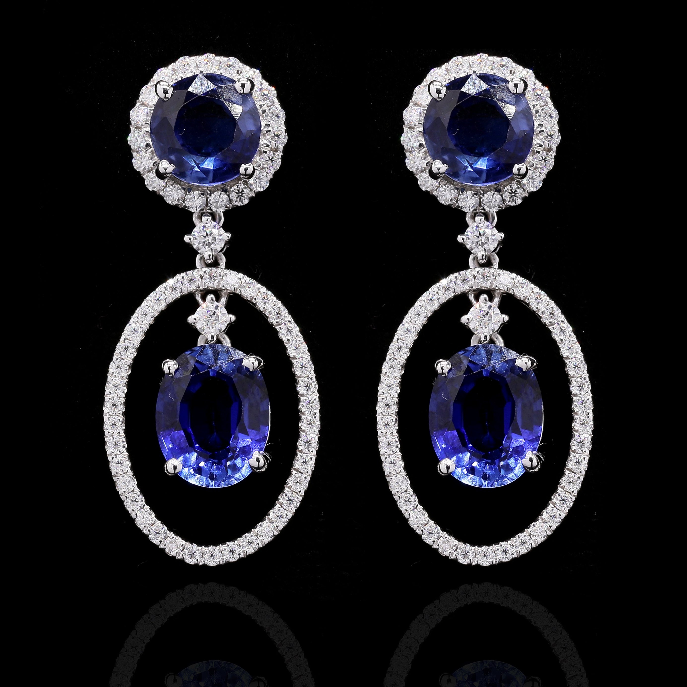 925 Silver Lab-Created Gemstone WITH Moissanite Dangler Earrings