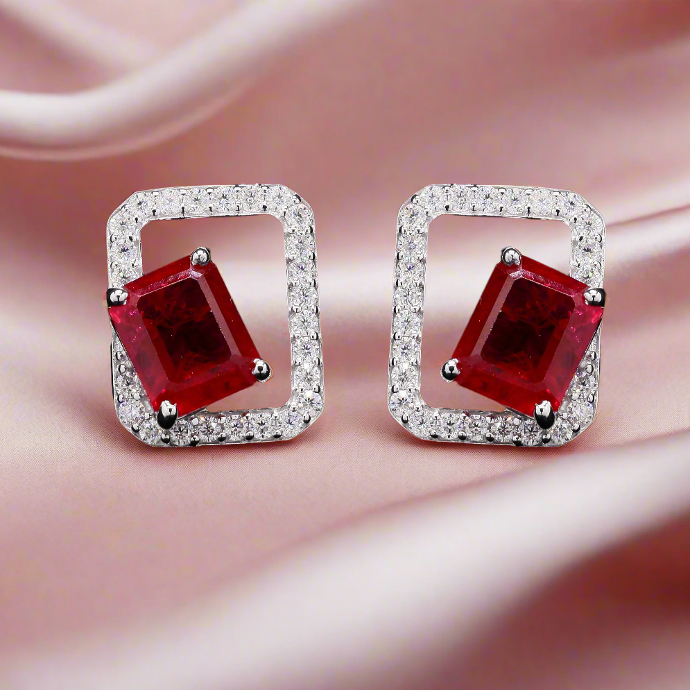 Minimalist Lab-Grown Gemstone Studs Earrings for Women