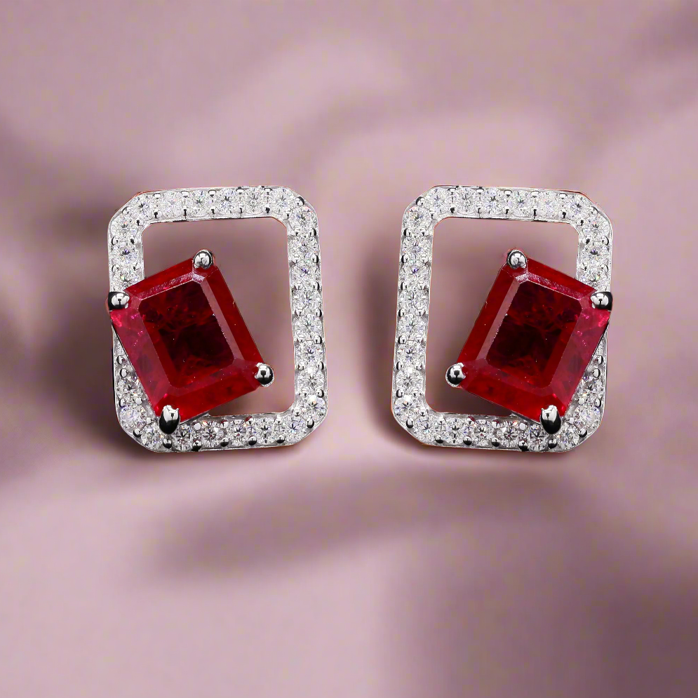 Minimalist Lab-Grown Gemstone Studs Earrings for Women