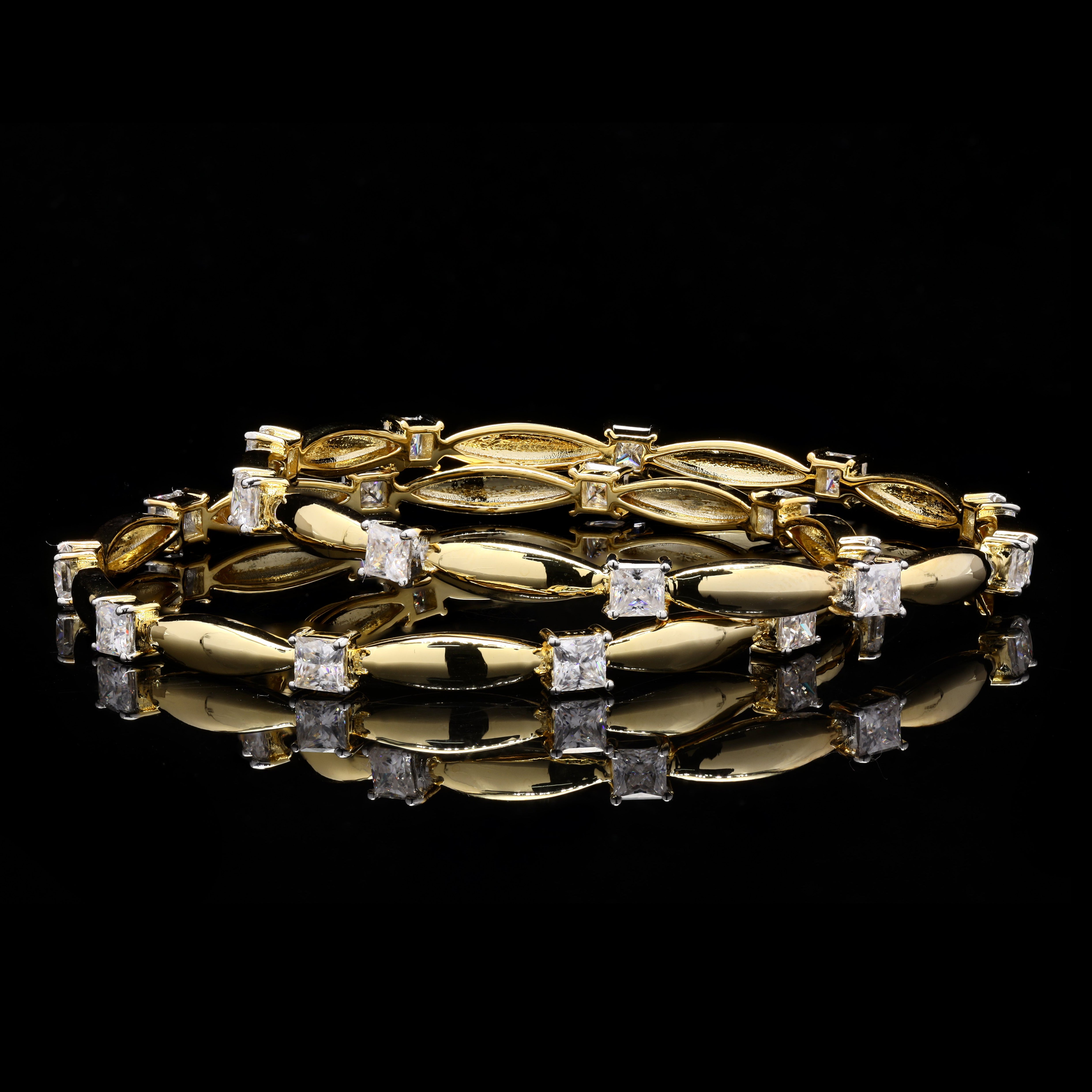 Gold Rhodium Plated Silver Moissanite Bangles