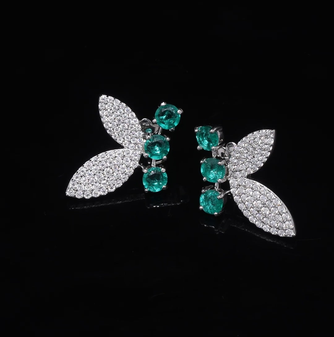 Eternal Butterfly Lab Grown Emerald & Moissanite Earrings
