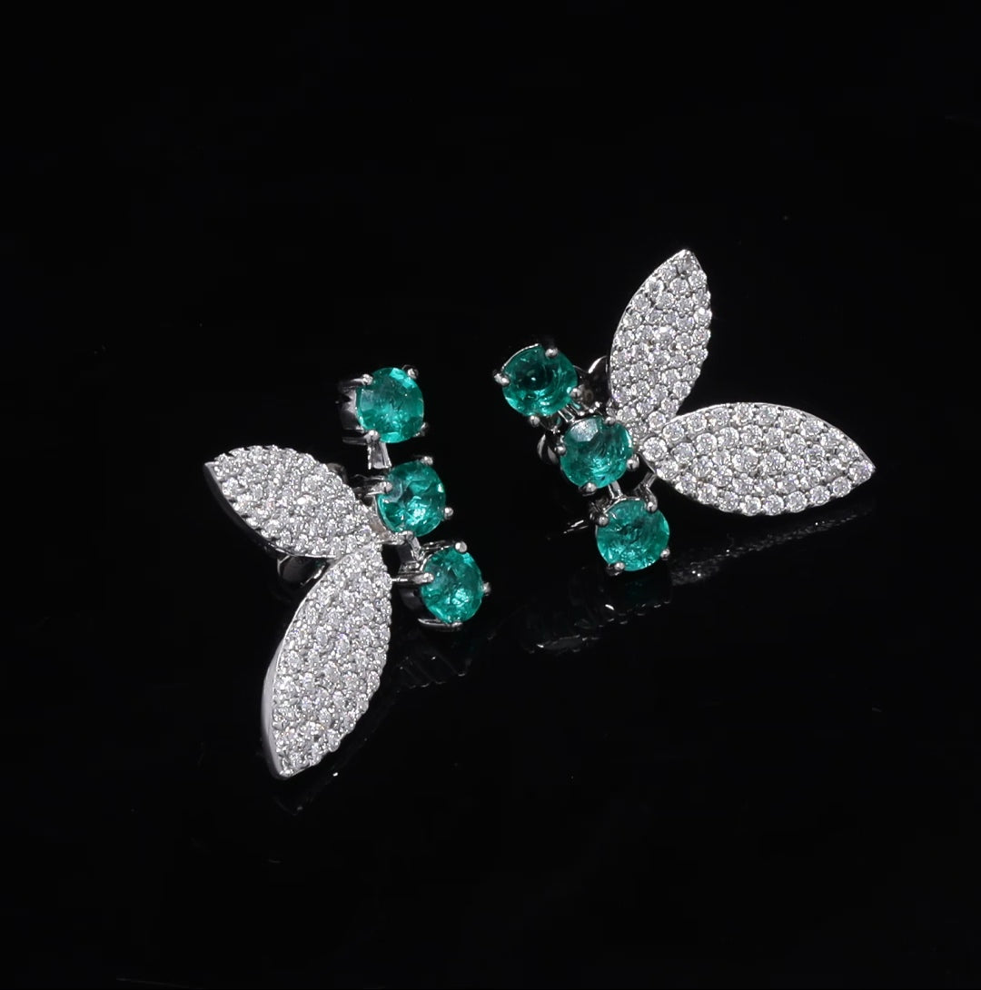 Eternal Butterfly Lab Grown Emerald & Moissanite Earrings