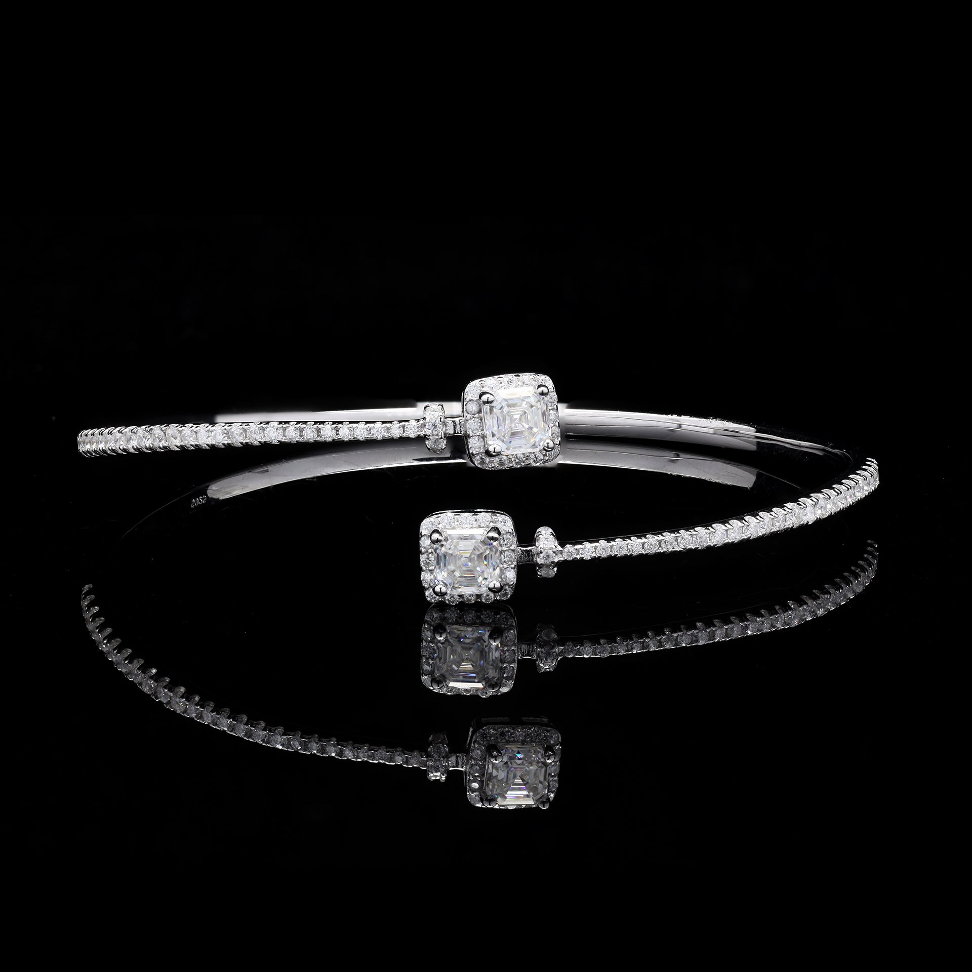 Square Radiant Cut Elegant Moissanite Bracelet in 925 Silver