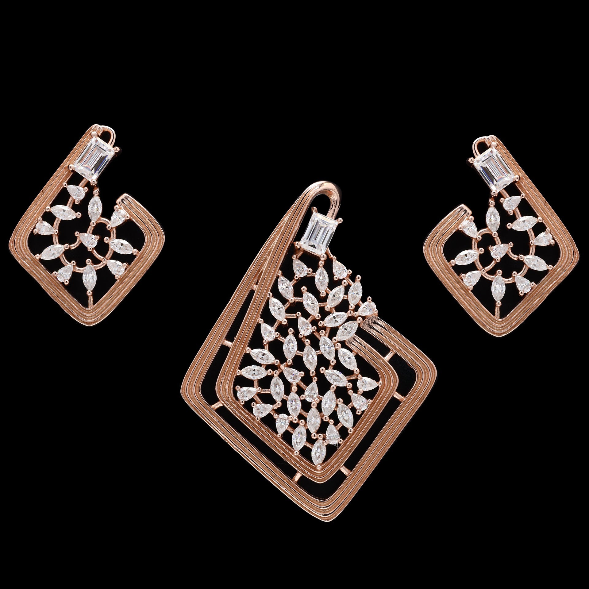 Blossom Bliss Sterling Silver Moissanite Pendant Set