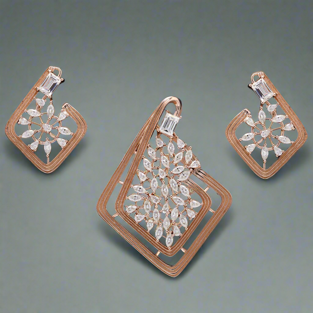 Blossom Bliss Sterling Silver Moissanite Pendant Set