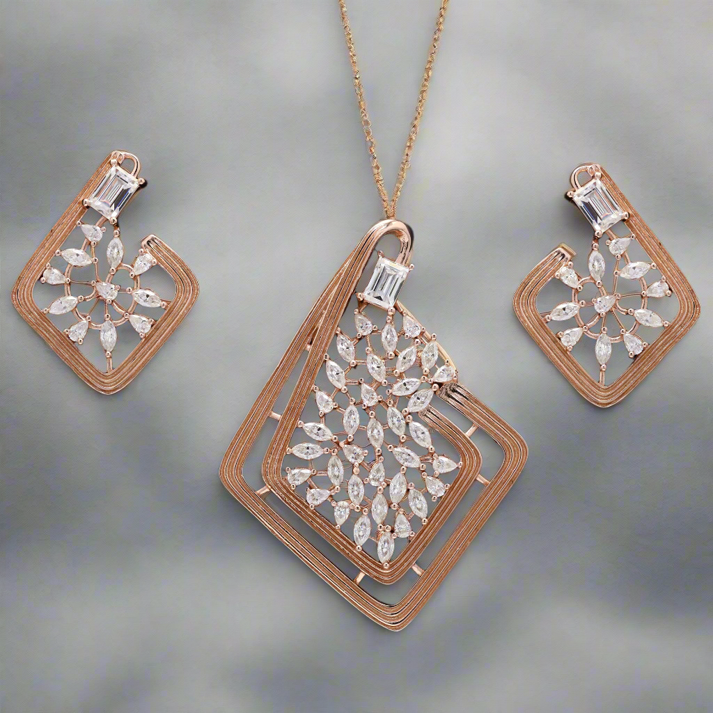 Blossom Bliss Sterling Silver Moissanite Pendant Set