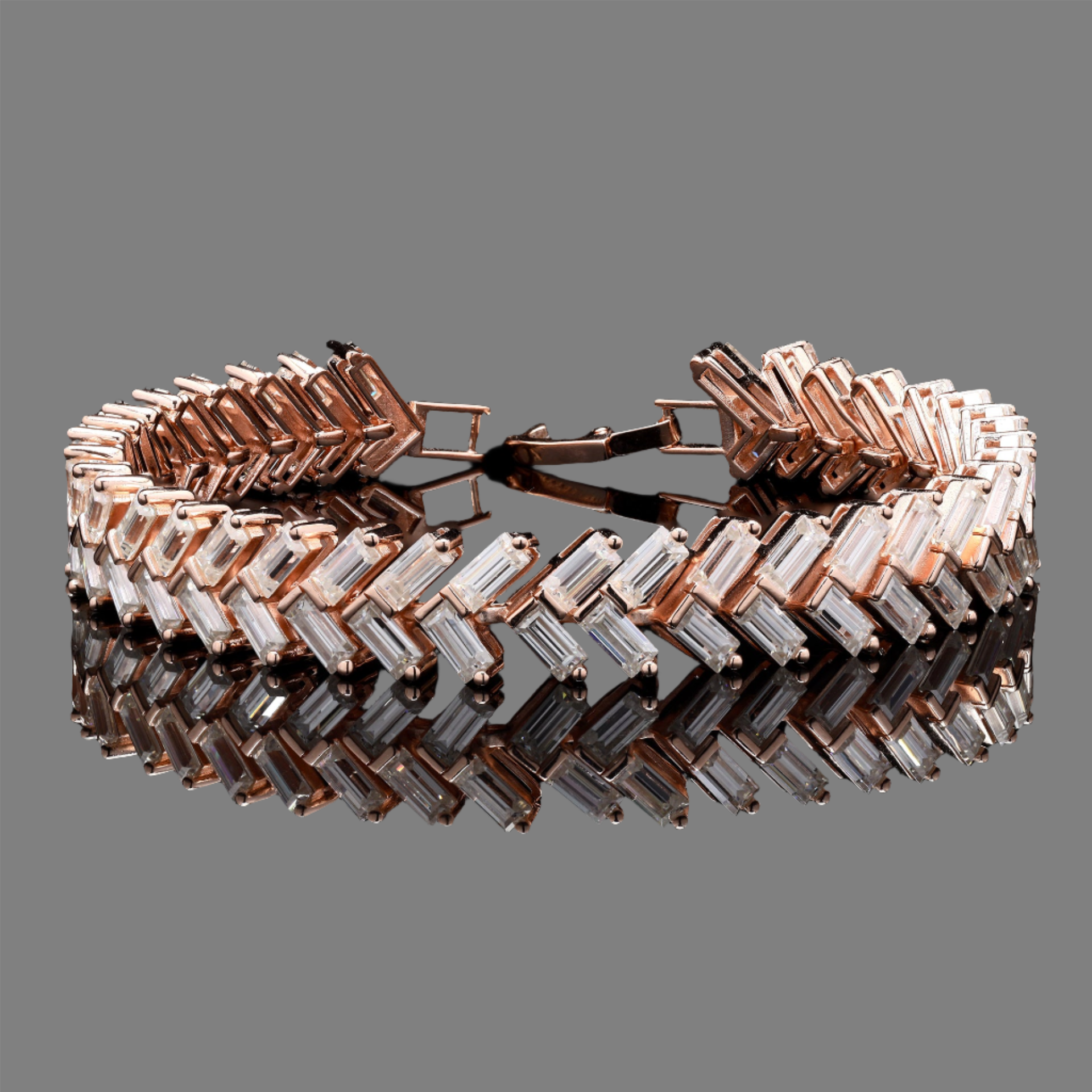 Zipper Tennis Bracelet in Moissanite with Silver