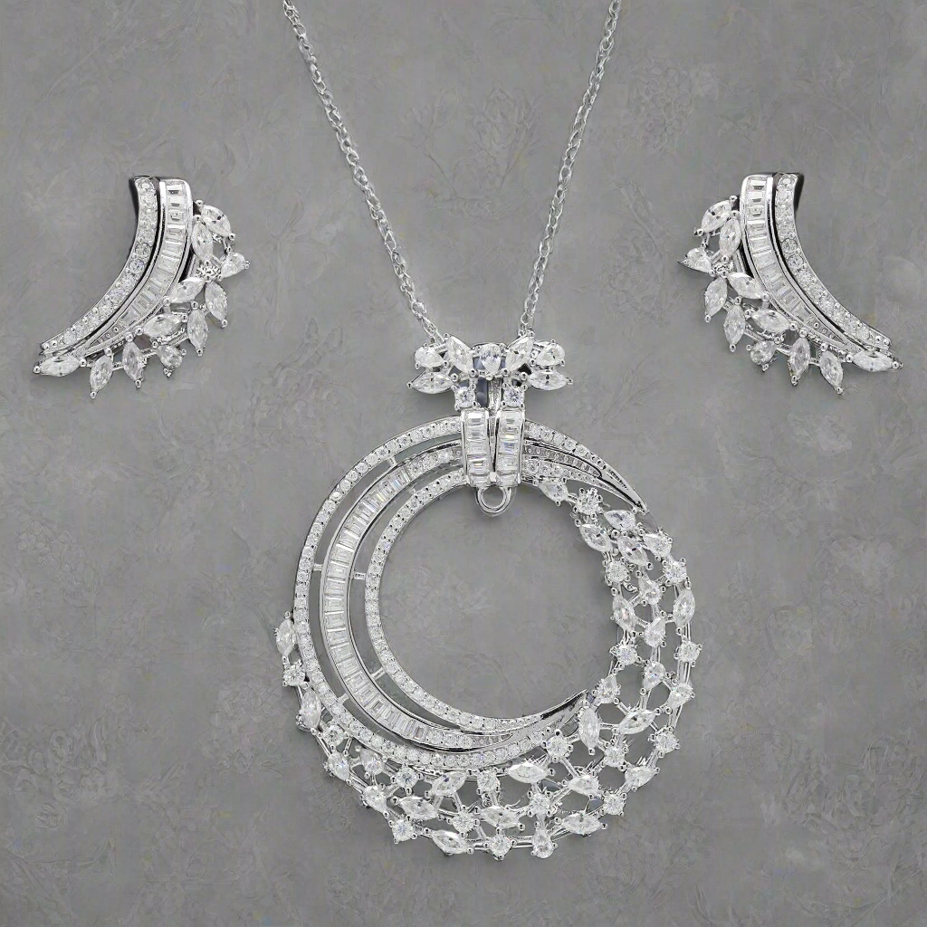 Premium Moissanite Pendant Set in 925 Silver Jewelry for Bridal Occasions
