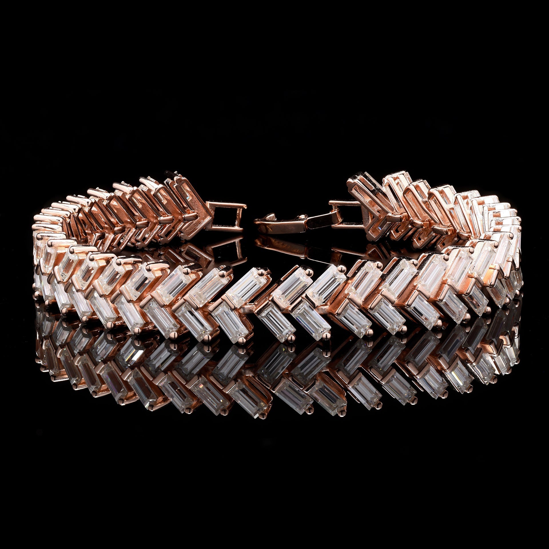 Zipper Tennis Bracelet in Moissanite with Silver