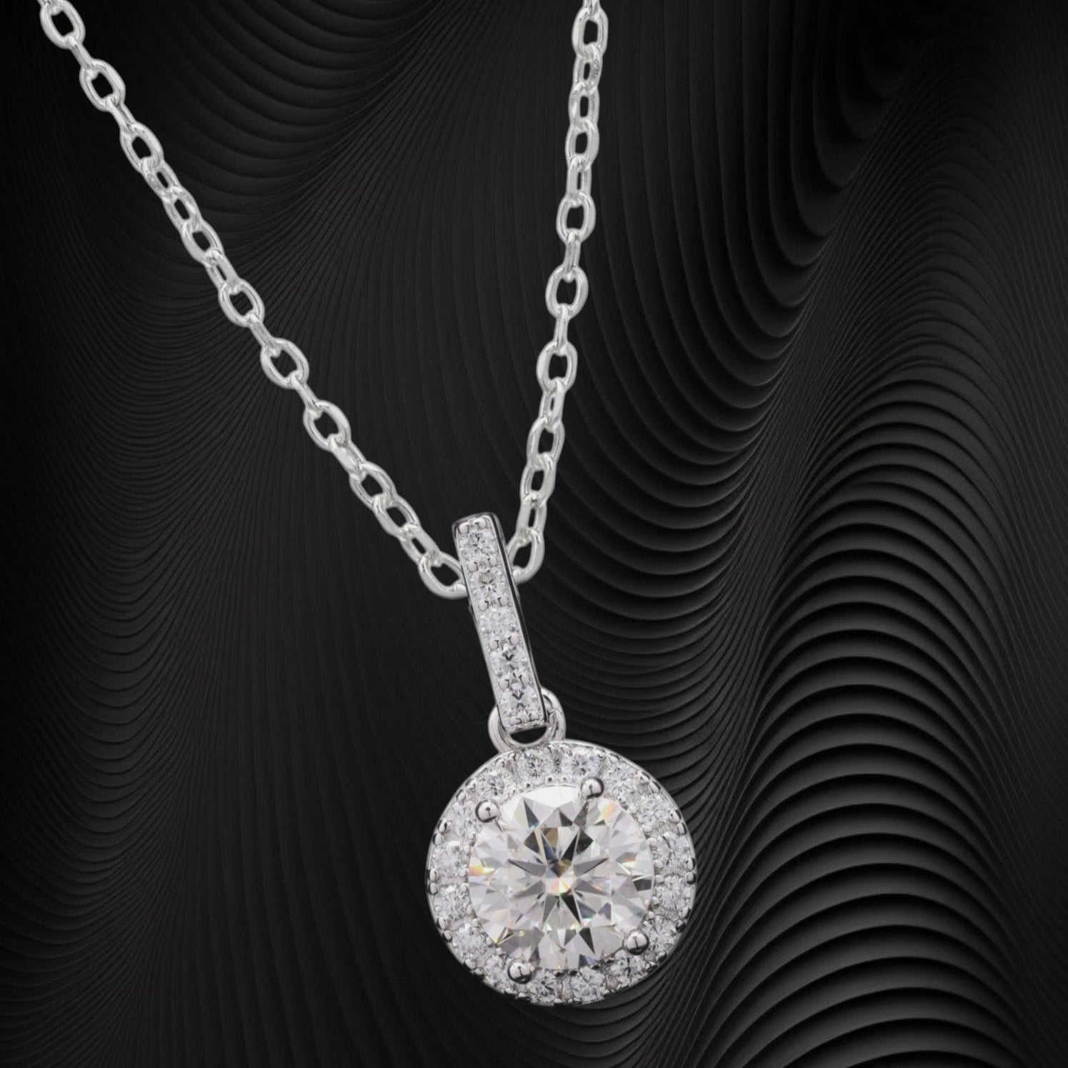 Solitaire Moissanite Pendant in Silver