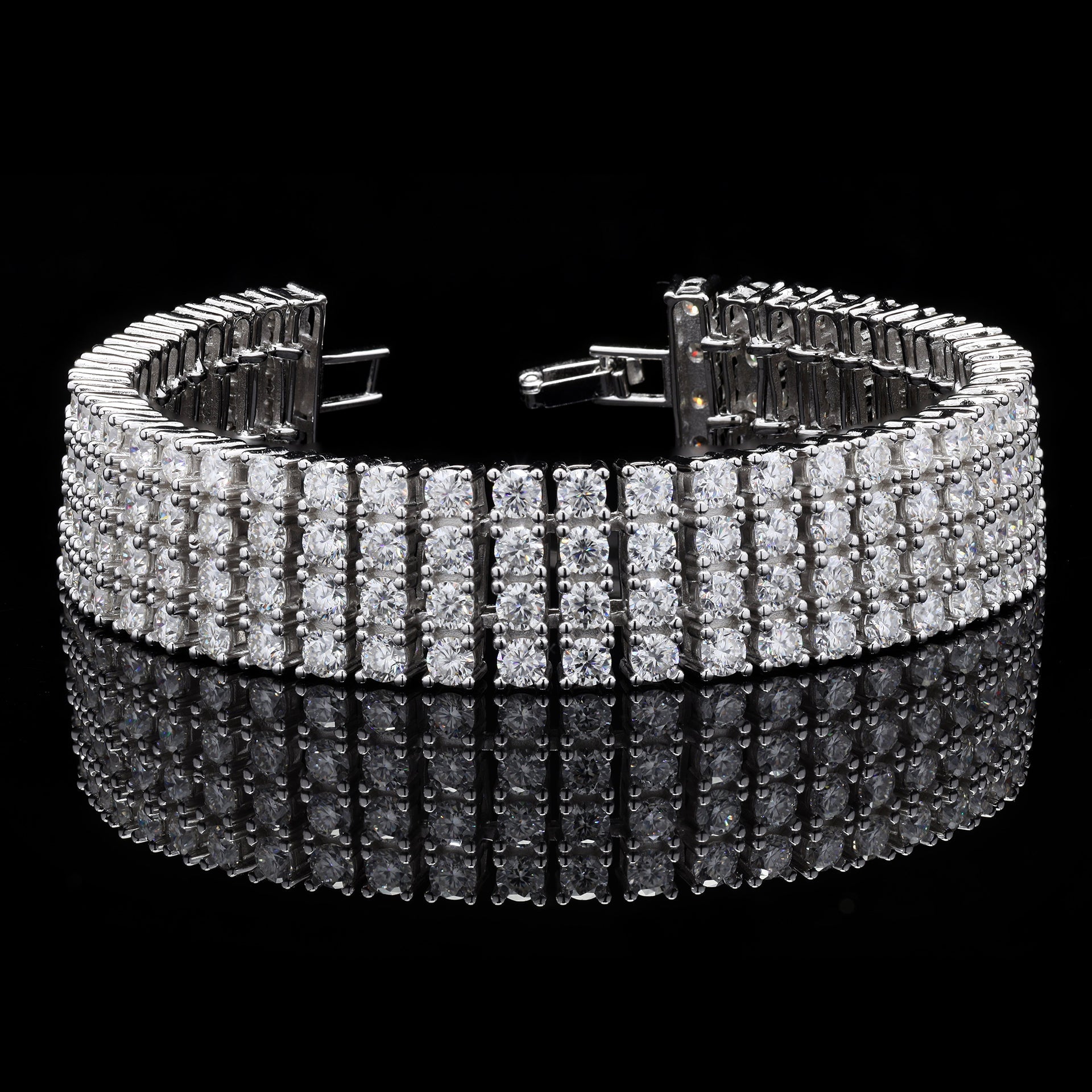 Multi Row Moissanite Bracelet in Silver
