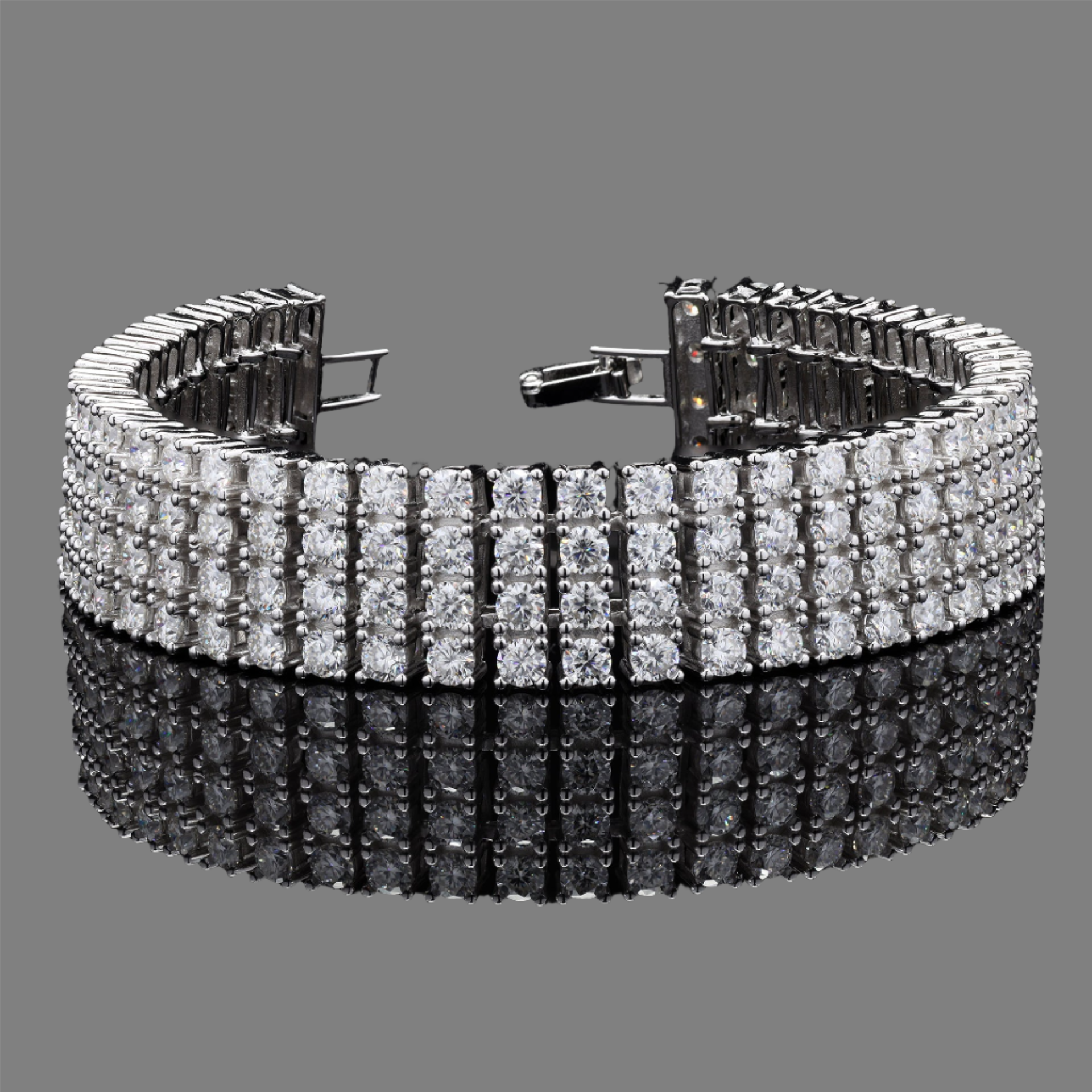 Multi Row Moissanite Bracelet in Silver