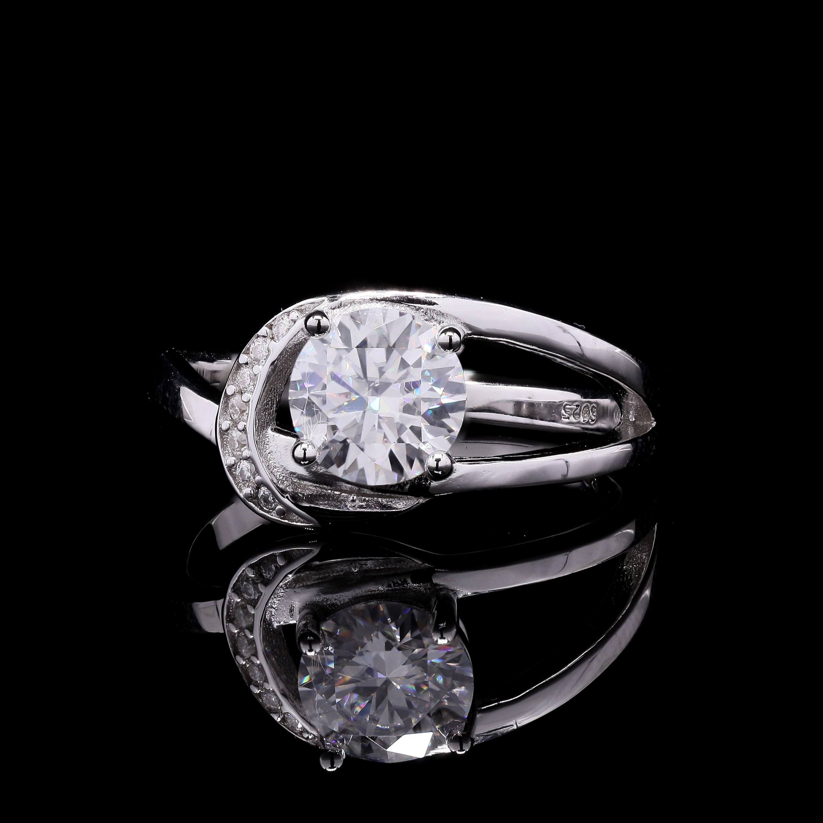 Galaxy Star Moissanite Ring with Moissanite in Sterling Silver