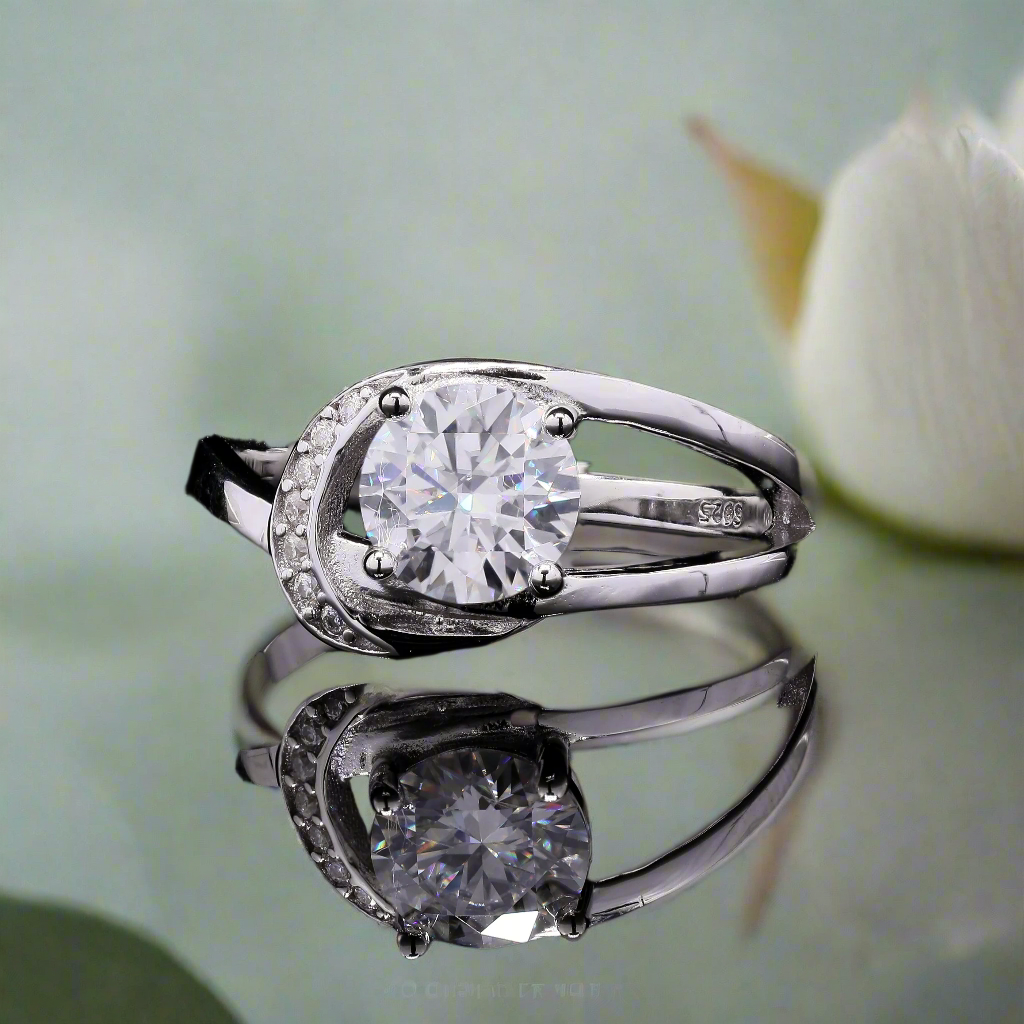 Galaxy Star Moissanite Ring with Moissanite in Sterling Silver