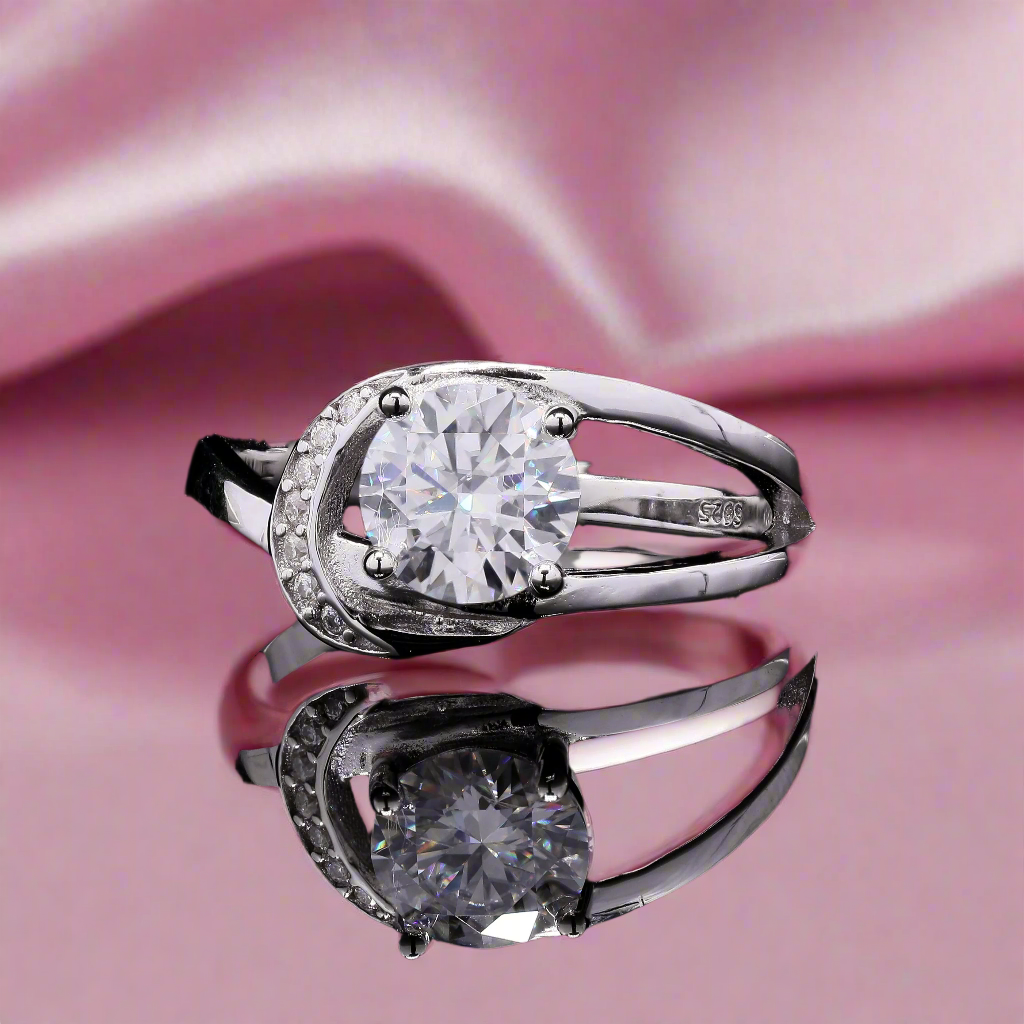 Galaxy Star Moissanite Ring with Moissanite in Sterling Silver