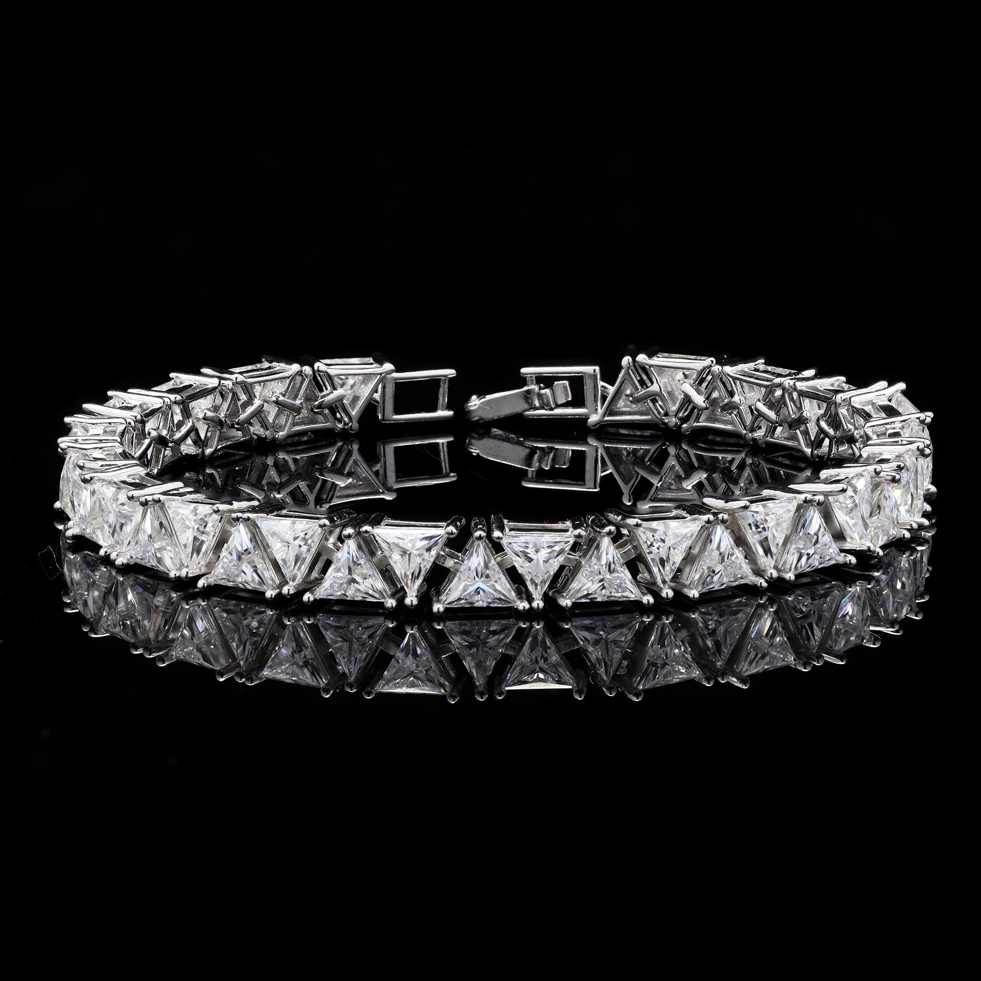 Trillion cut Moissanite Bracelet in Silver