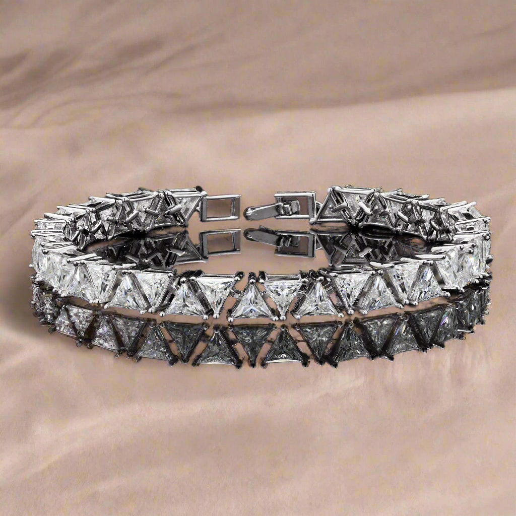 Trillion cut Moissanite Bracelet in Silver