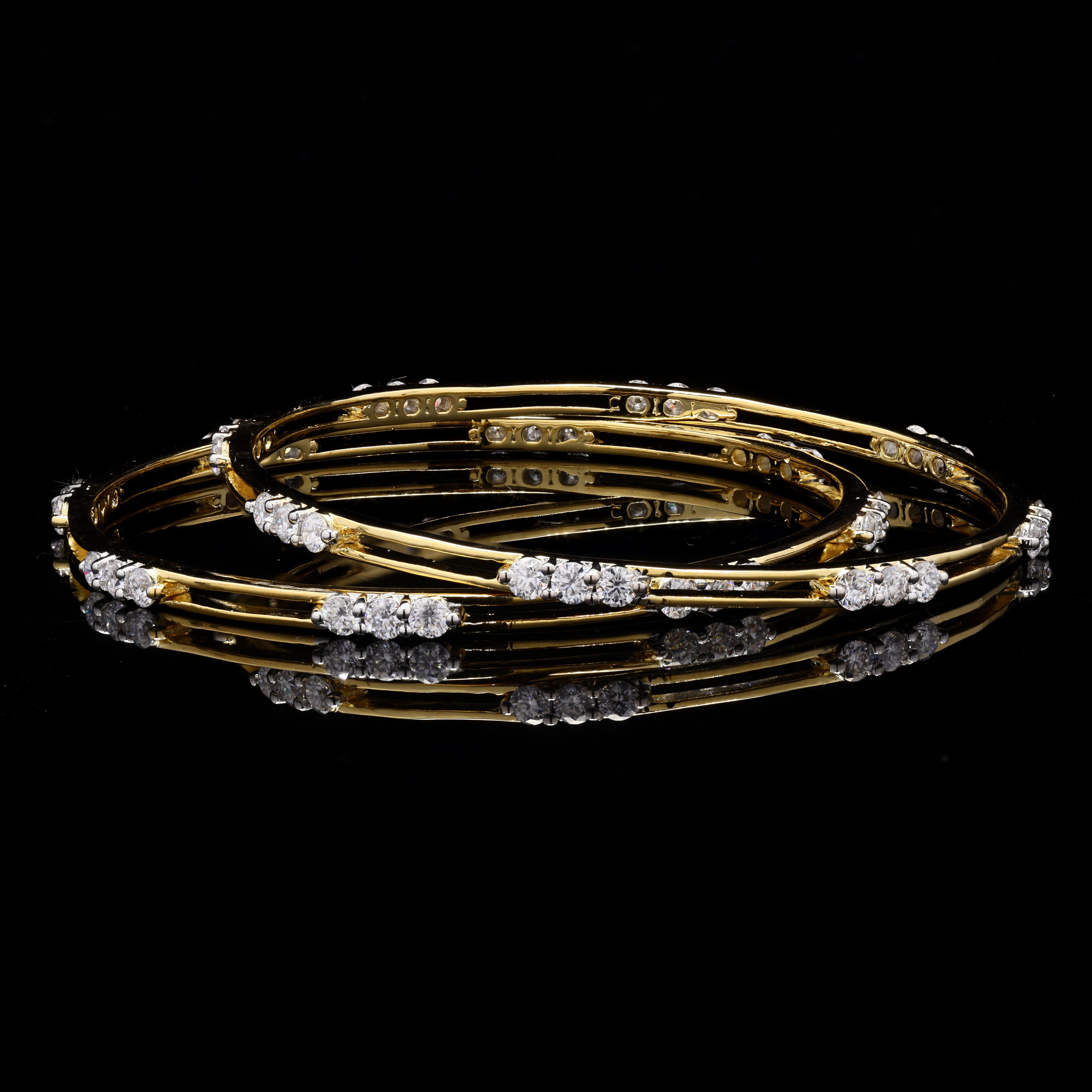 925 Silver Gold Rhodium Moissanite Bangles