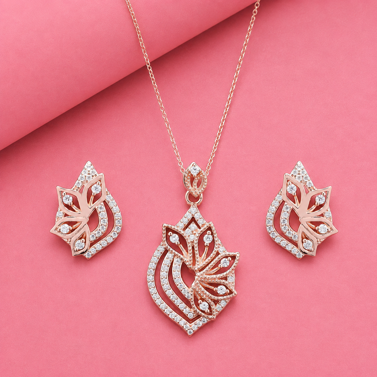 Elegant Rose Gold Rhodium Pendant Set with Moissanite Diamond