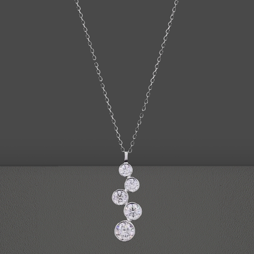 Channel Set Stack Pendant in Sterling SIlver with Moissanite