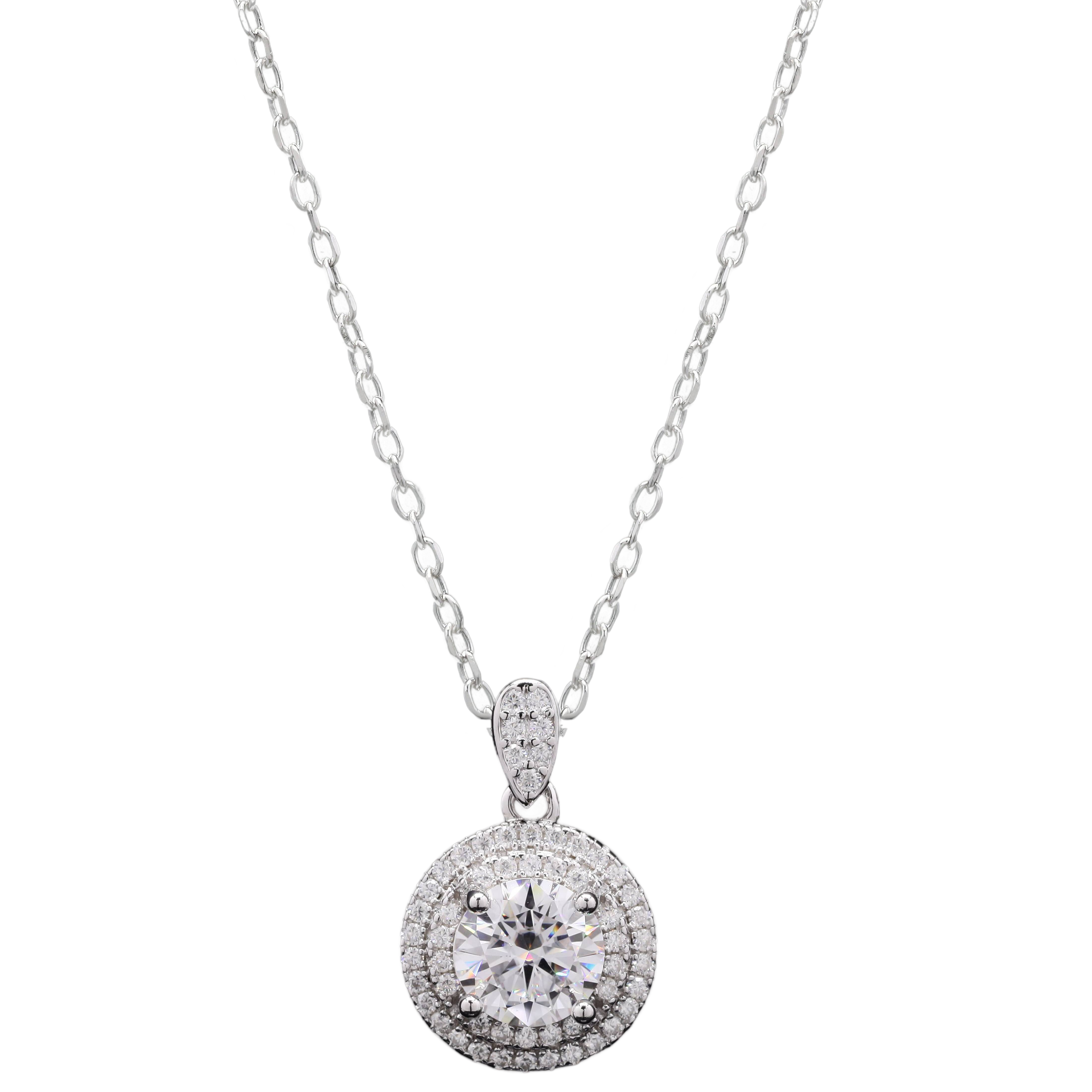 Marvelous Moissanite Round center Pendant in Silver