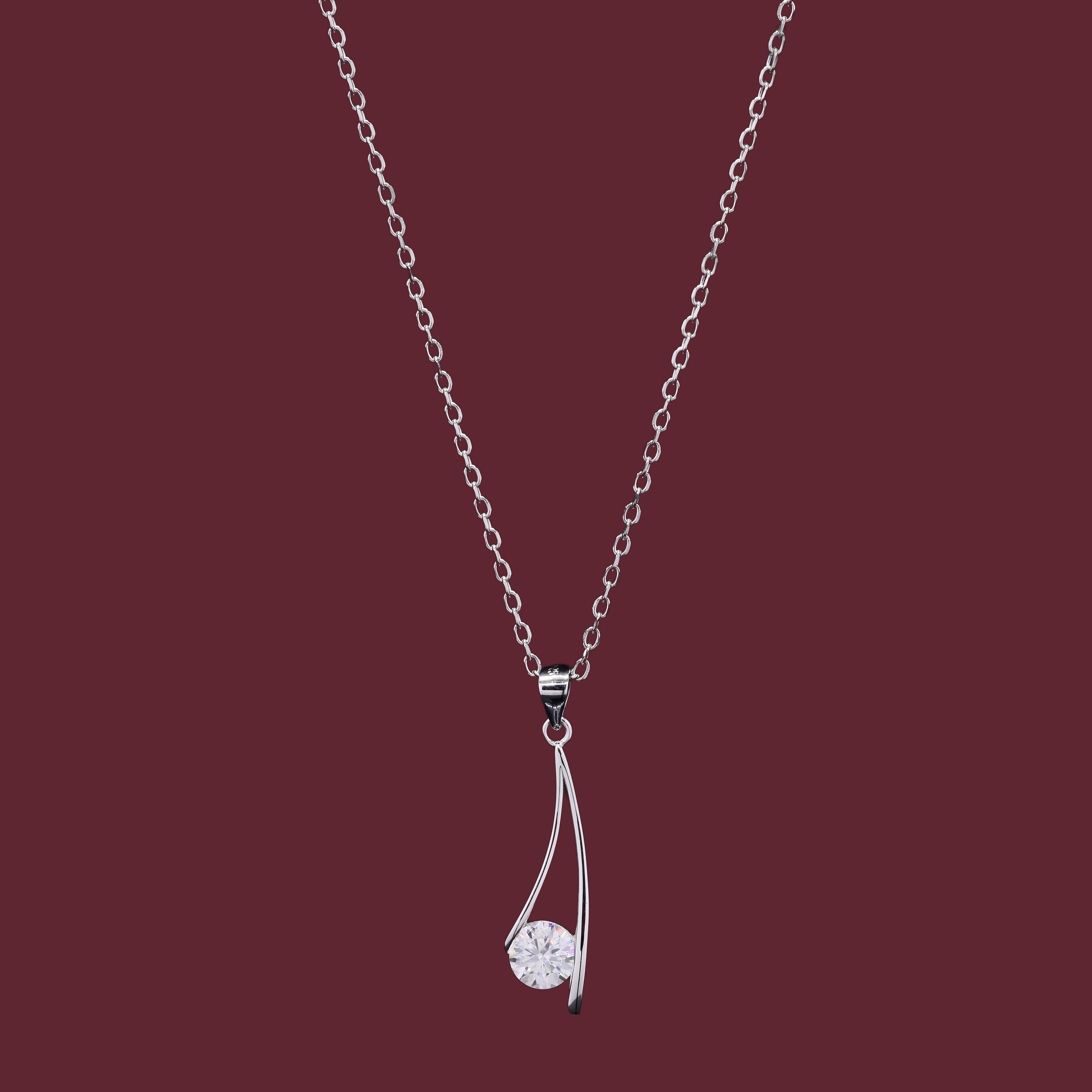 Silver Drop Moissanite Pendant in Sterling Silver