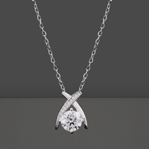 Kriss Kross Moissanite Silver Pendant