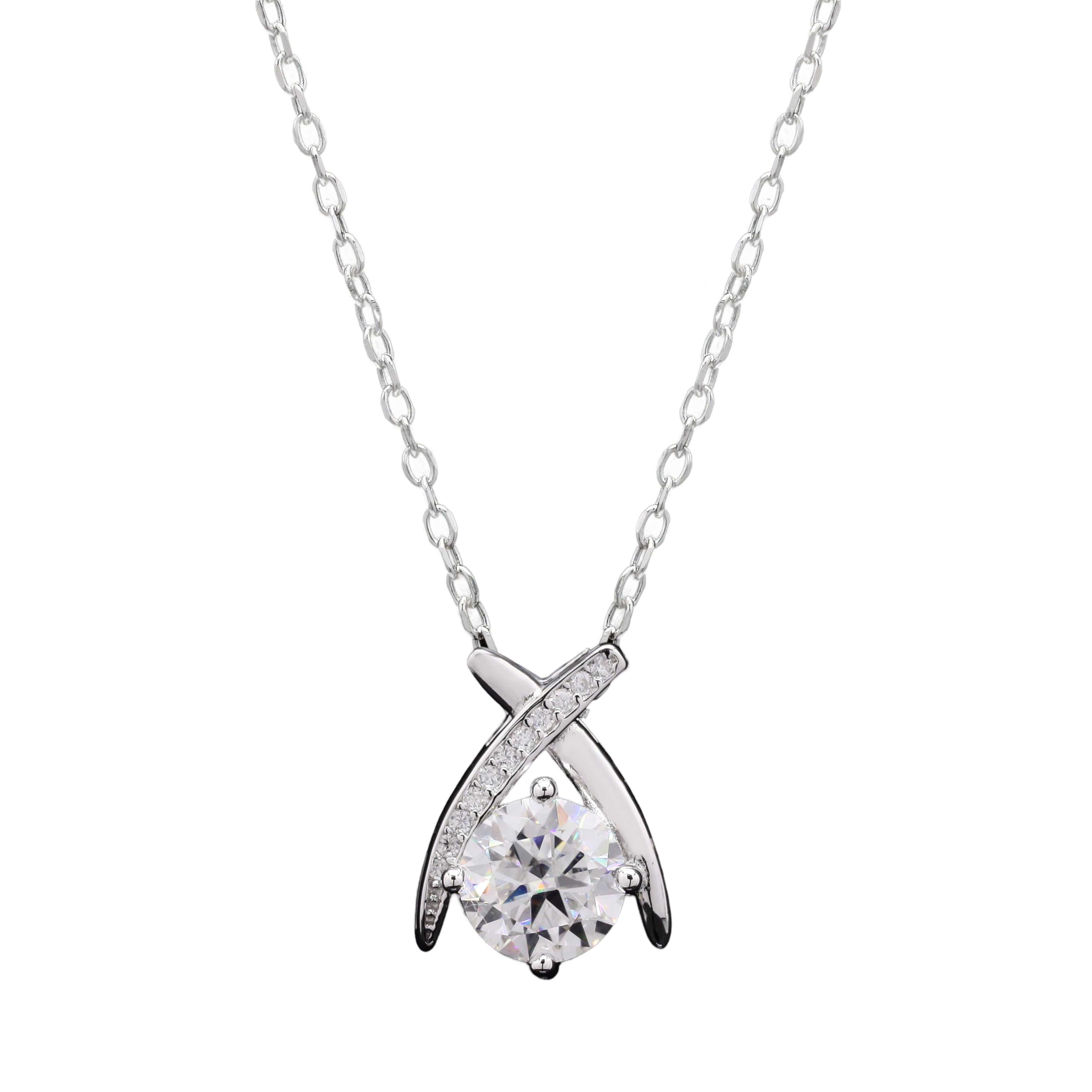 Kriss Kross Moissanite Silver Pendant