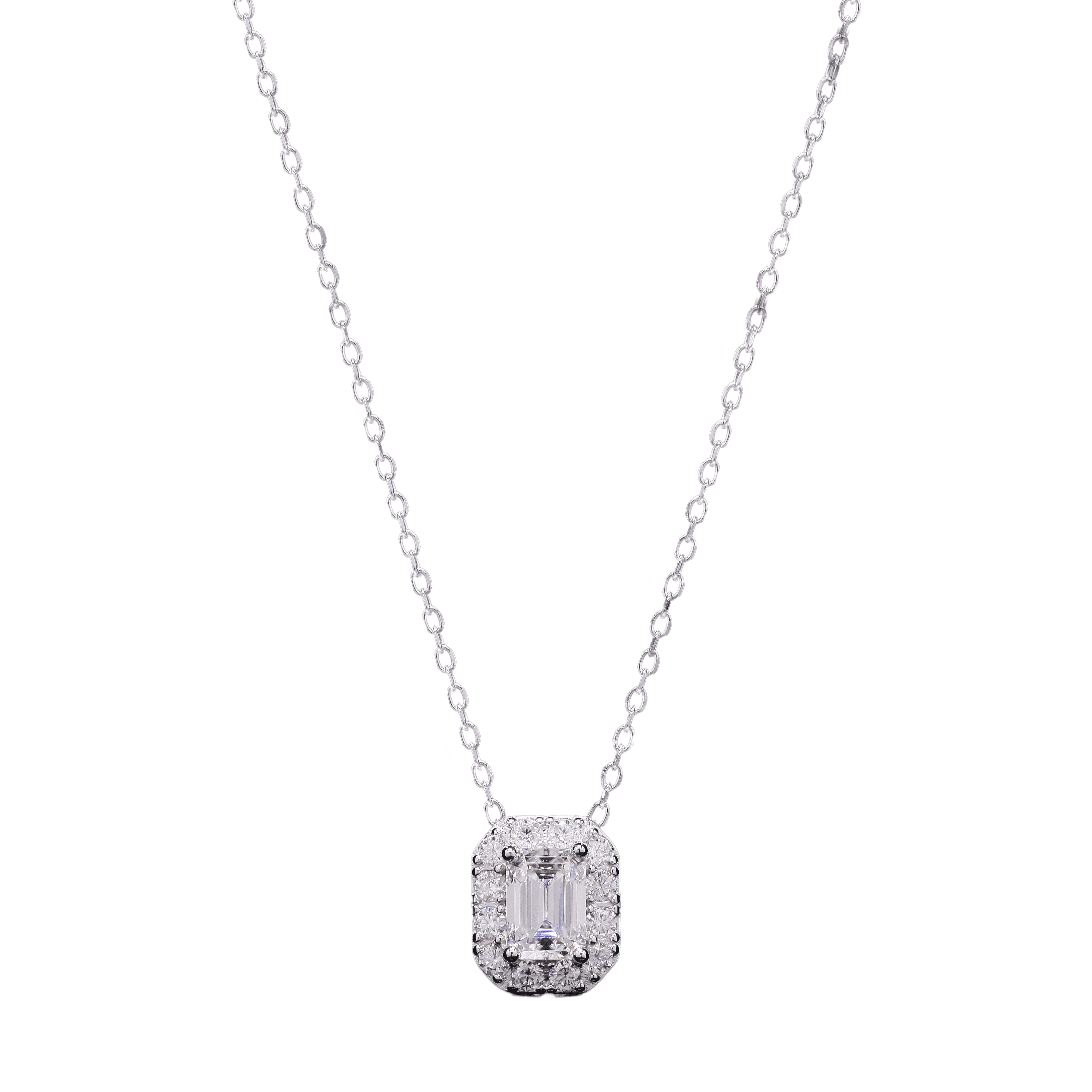 Baguette Moissanite Pendant in Sterling Silver