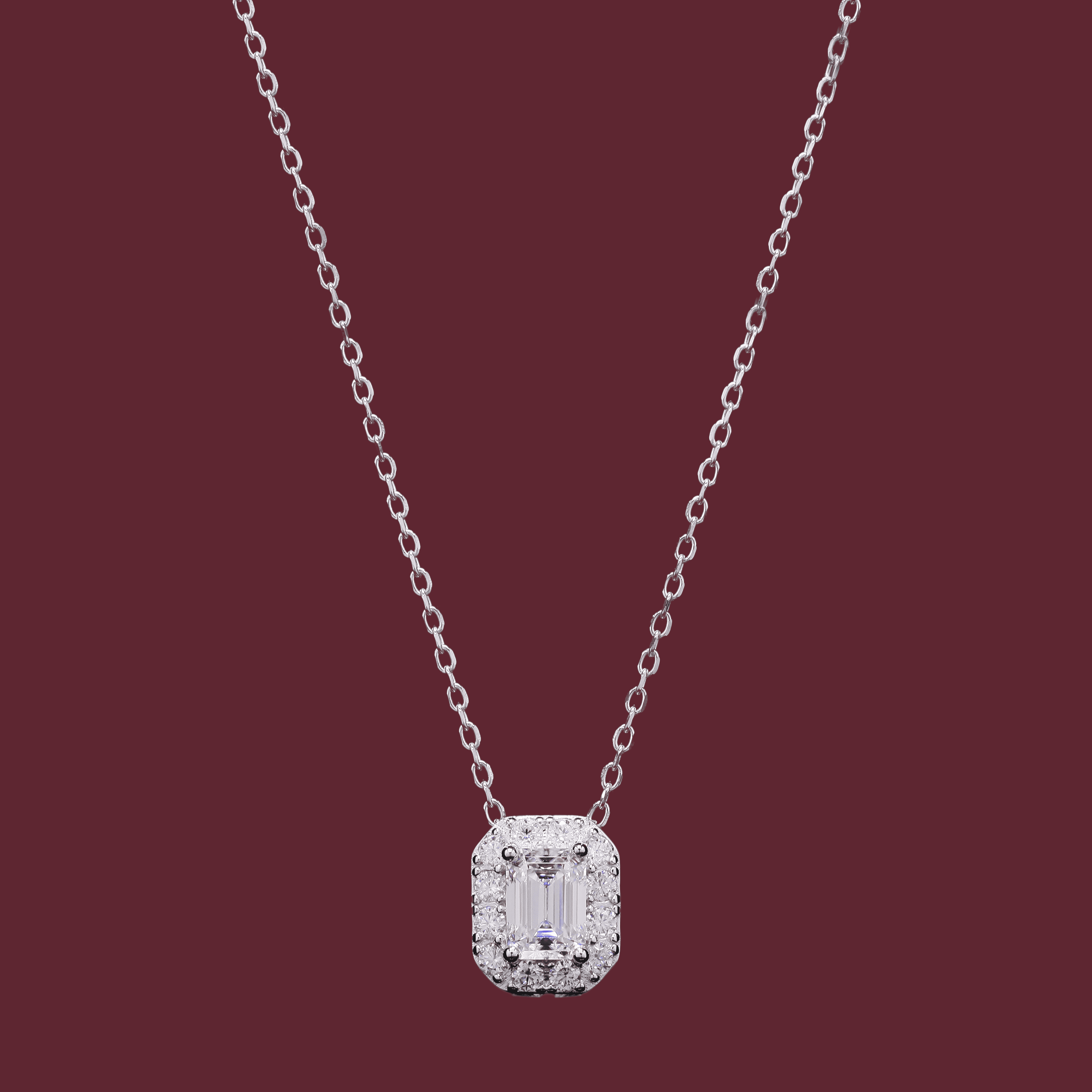Baguette Moissanite Pendant in Sterling Silver
