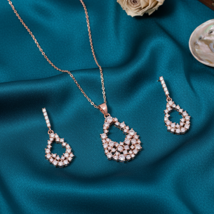 Precious Pear Sterling Silver Moissanite Pendant set