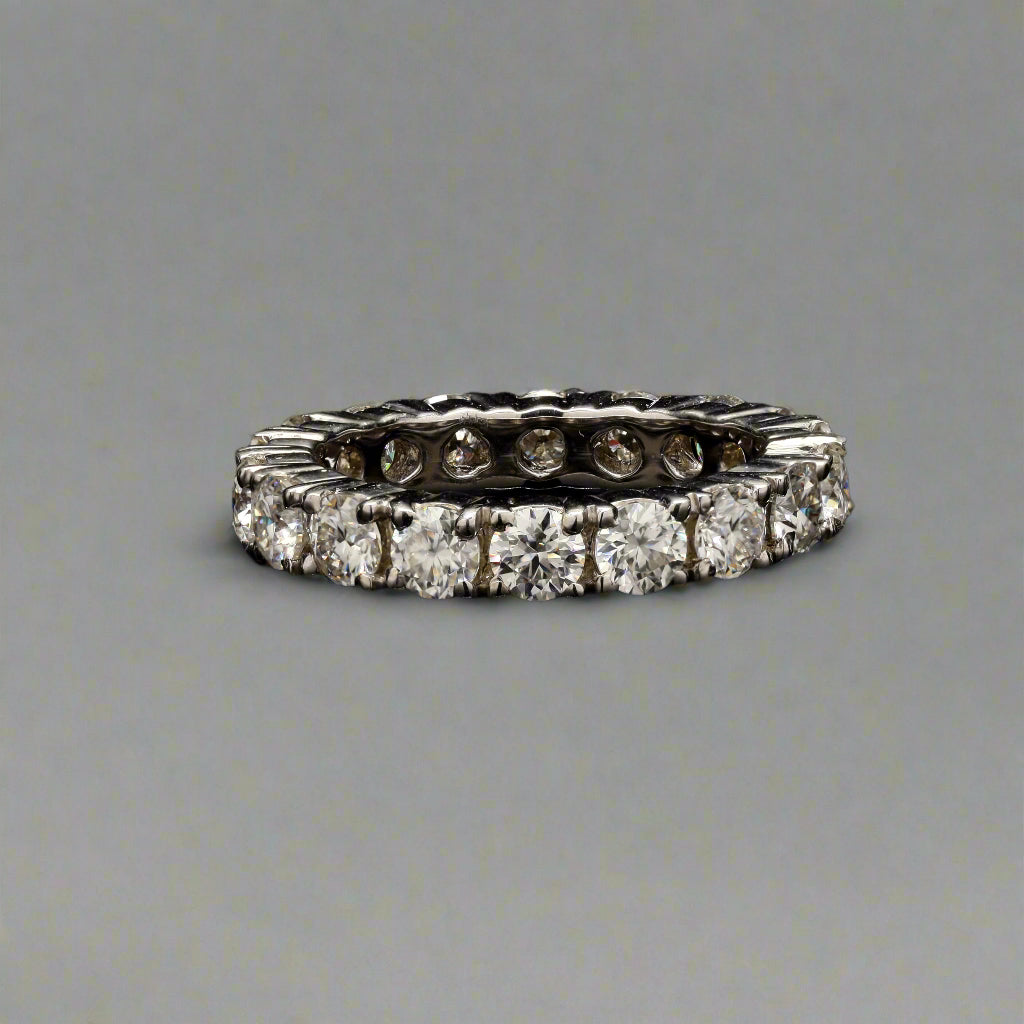Eternity Stackable Band Ring with Moissanite in Sterling Silver