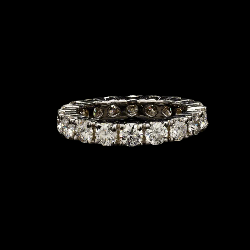 Eternity Stackable Band Ring with Moissanite in Sterling Silver