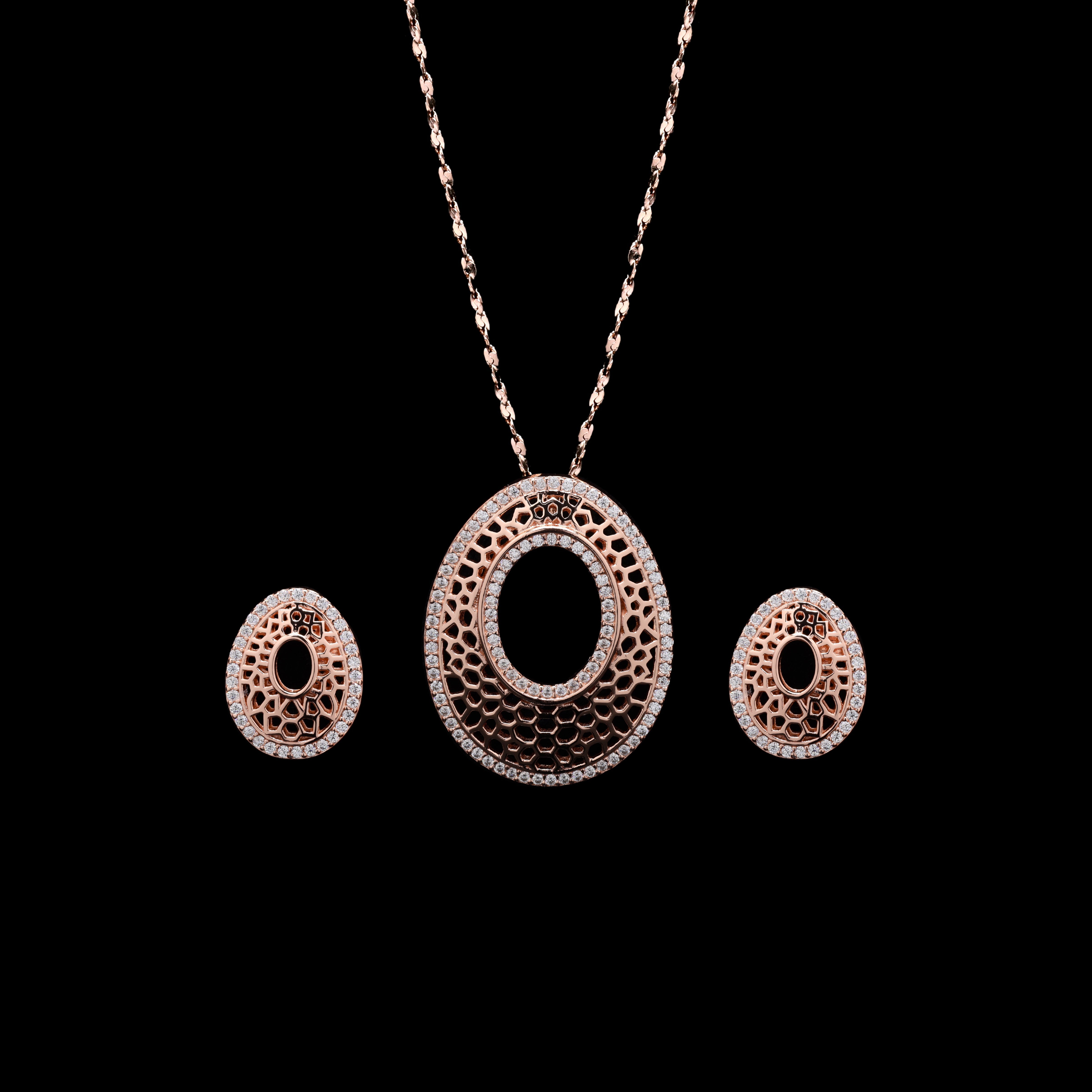 Rose Gold Flashed Sterling Silver Moissanite Pendant set