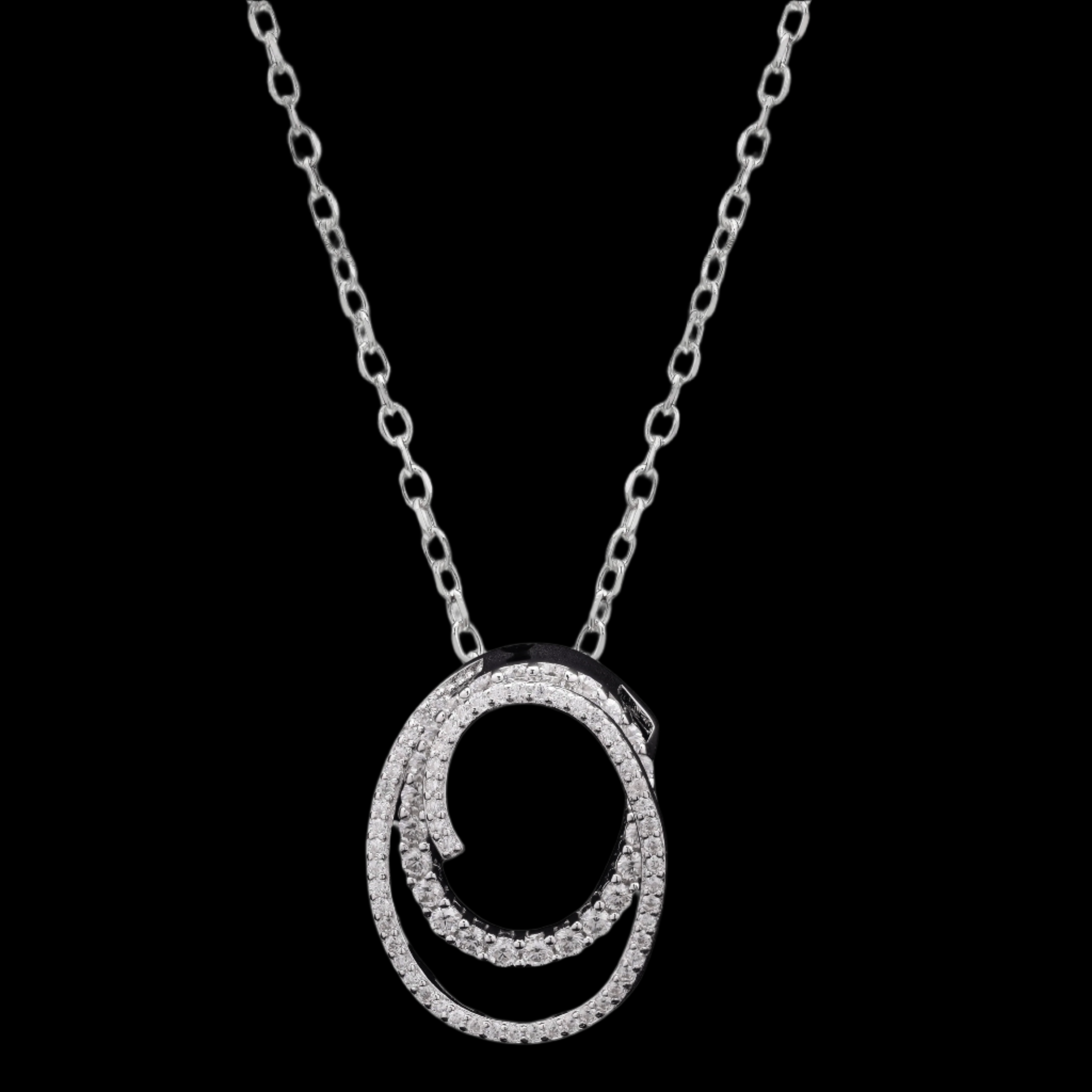 Double Oval Pendant in Moissanite Diamond in Sterling Silver