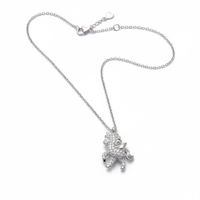 Cute Unicon Moissanite Pendant in Sterling Silver
