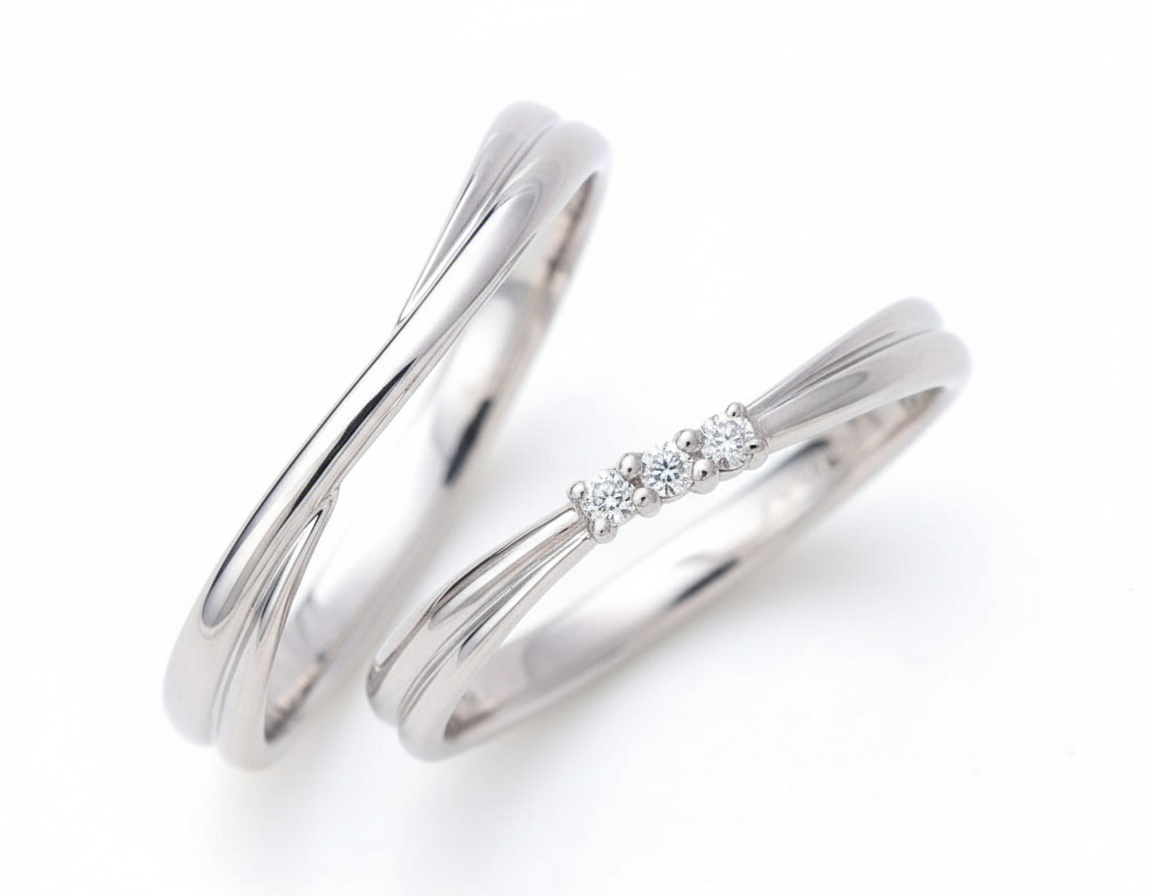 Minimal 3 stone Moissanite Ring in Sterling Silver