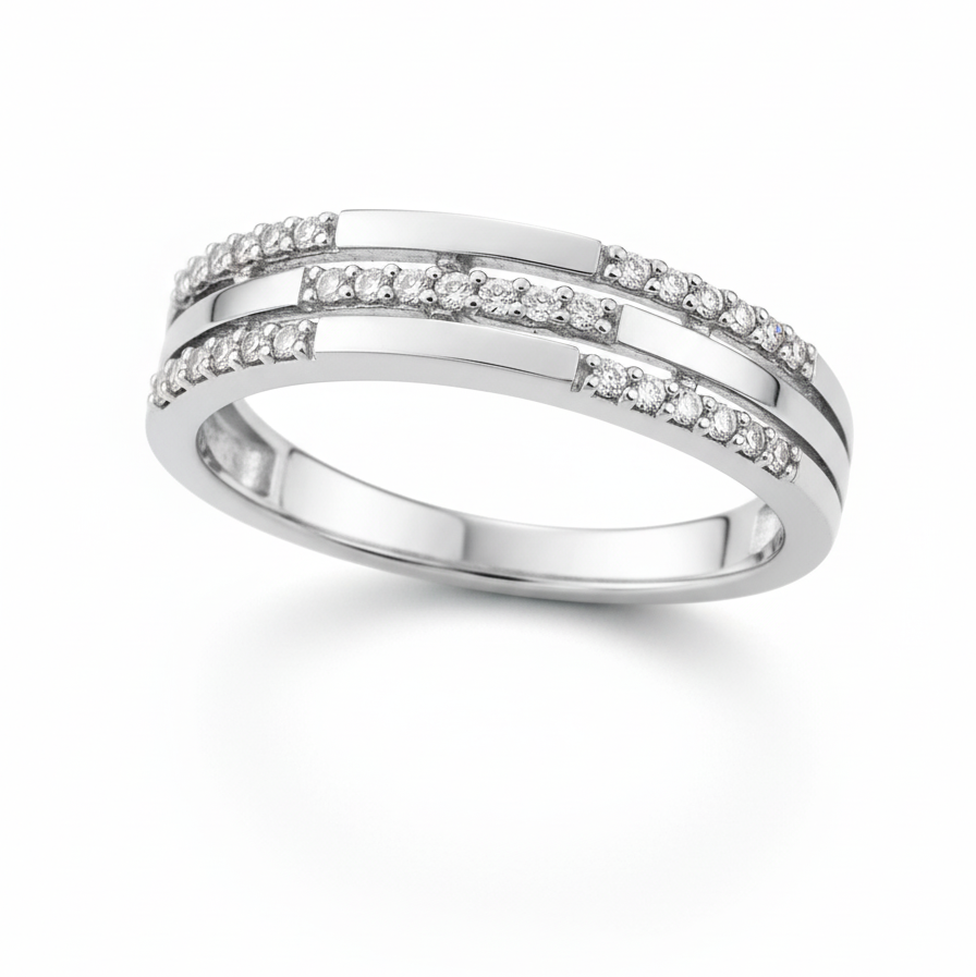Sterling Silver 3 stack Moissanite Ring