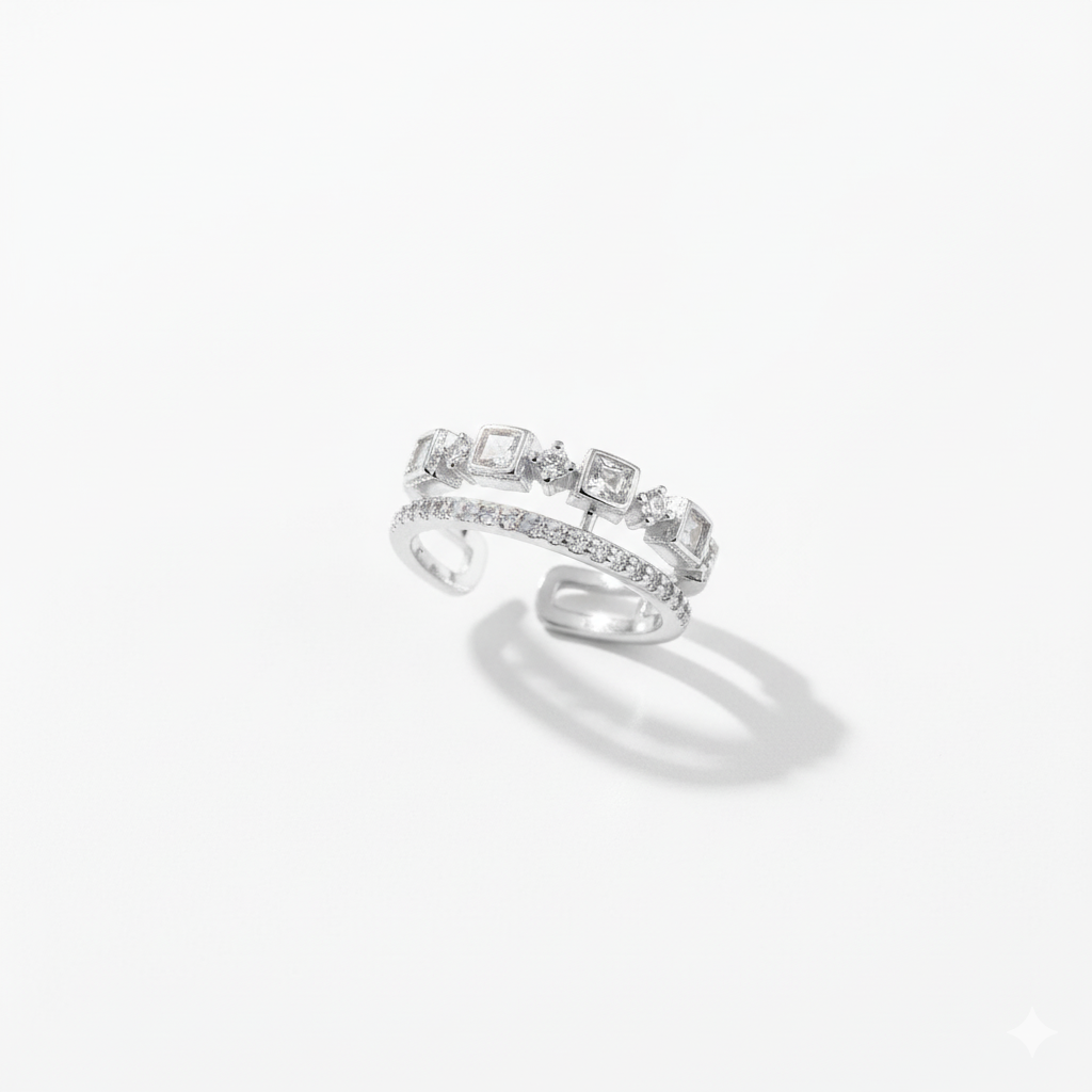 Aura ring Band in Sterling SIlver with Moissanite