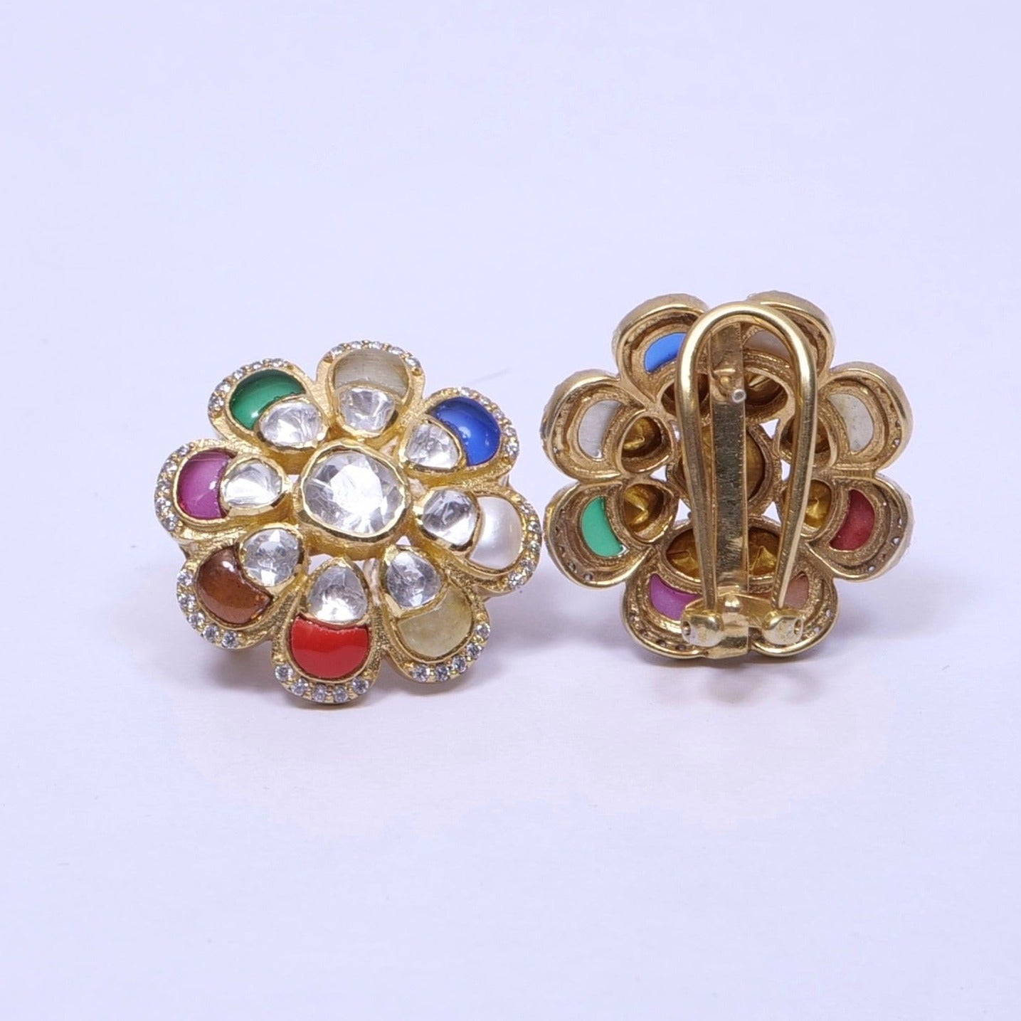 Multicolour Polki Studs Earrings